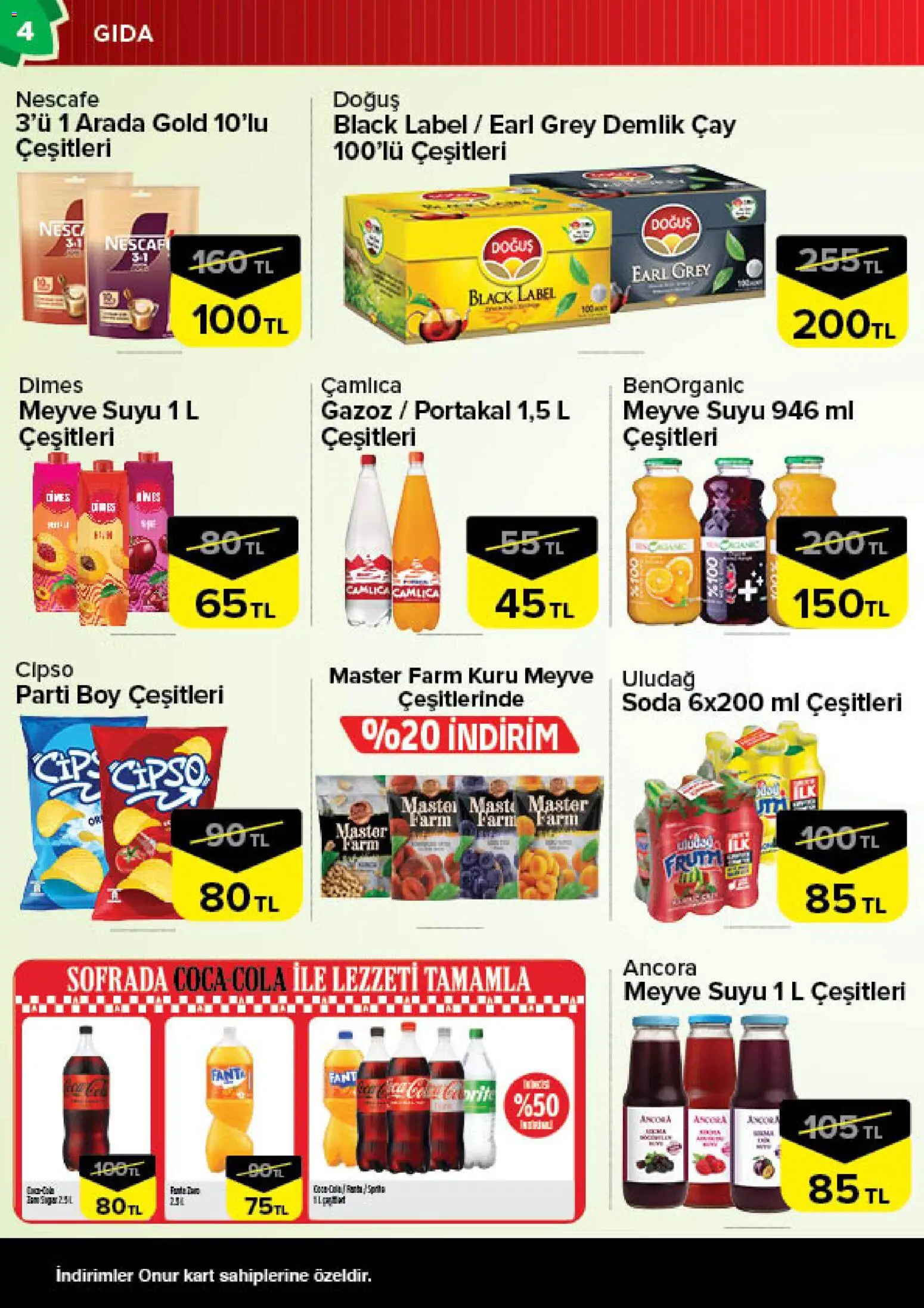 Onur Market Katalog - 27 Ekim 2026 tarihinden itibaren geçerlidir | Sayfa: 4 | Ürünler: Meyve suyu, Meyve, Soda, Fanta
