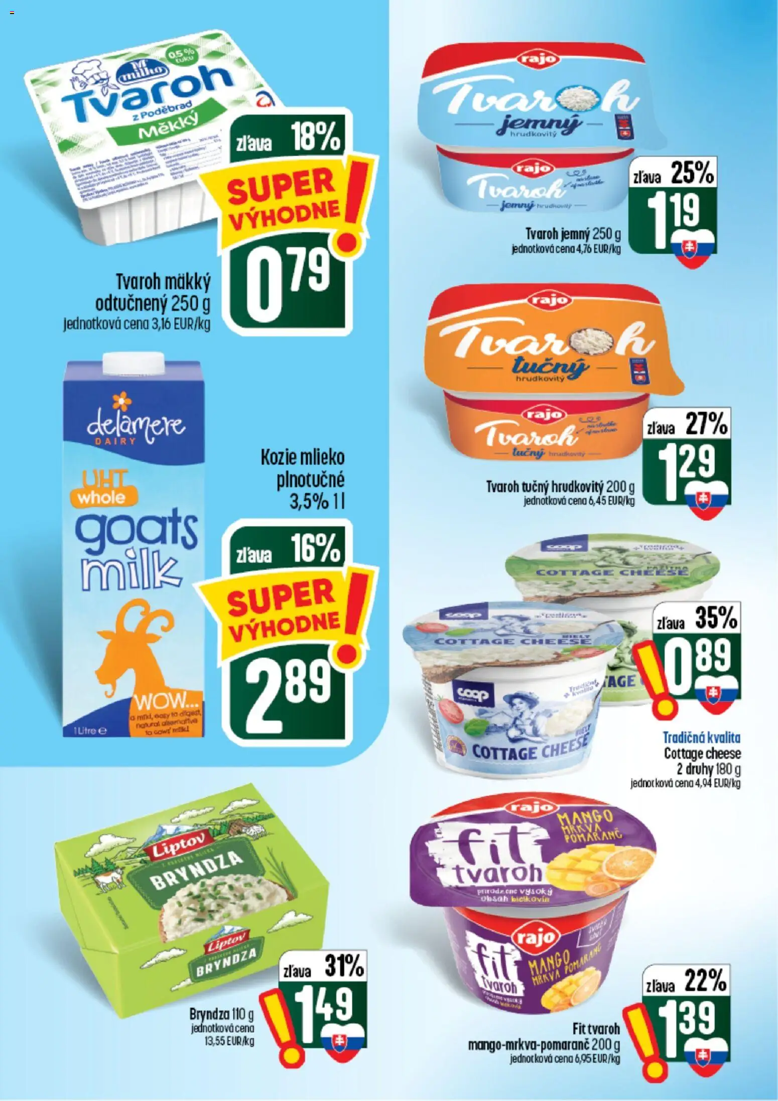 Nové COOP Jednota akcie – leták je platný od 24.09.2026 | Strana: 22 | Produkty: Bryndza, Cottage cheese, Mango, Tvaroh tučný