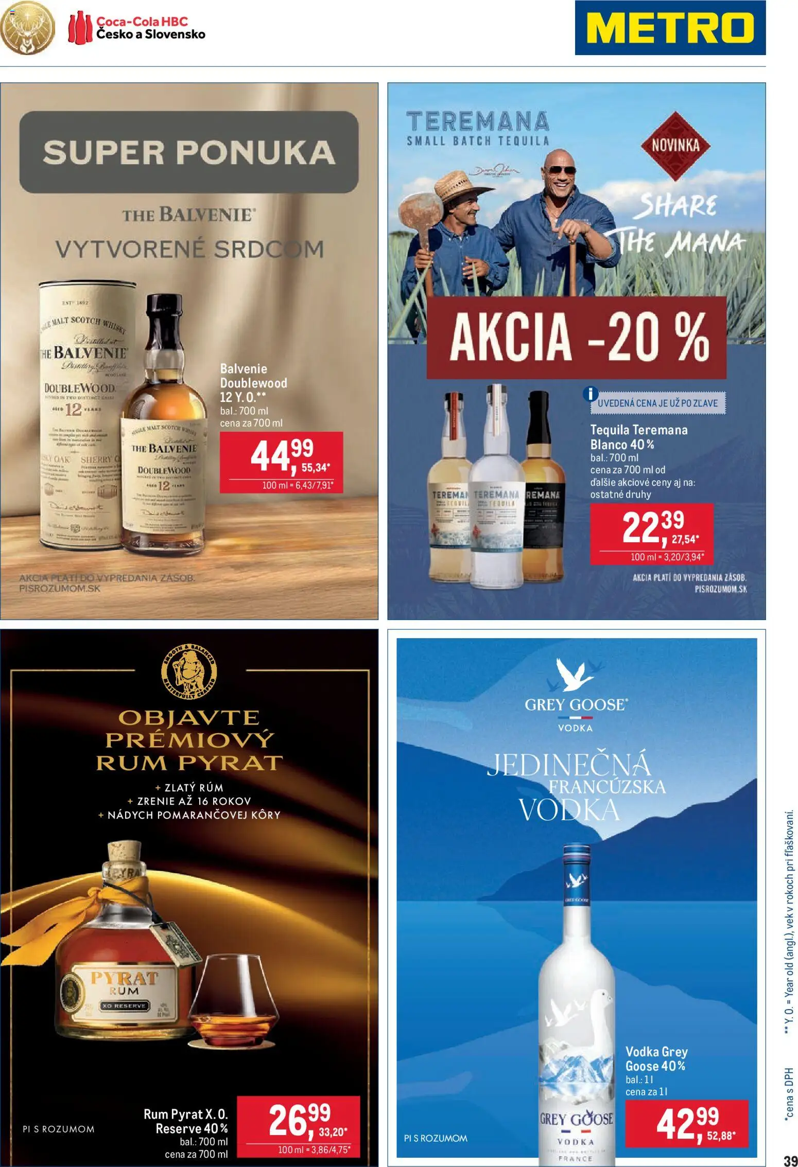 Nové Metro akcie – leták je platný od 26.08.2026 | Strana: 39 | Produkty: Pás, Grey Goose, Tequila