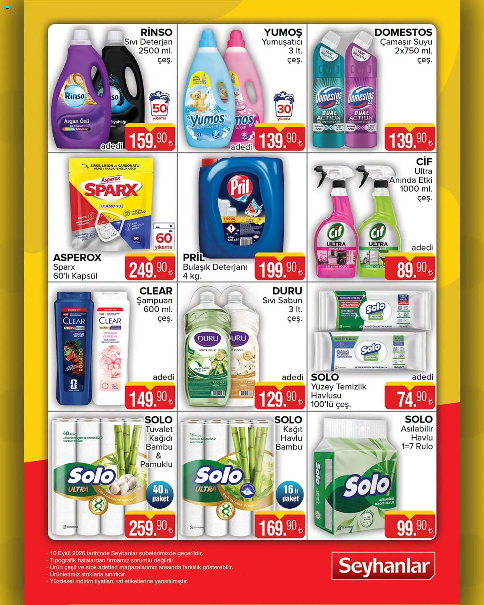 Seyhanlar Market Katalog - 10 Eylül 2026 tarihinden itibaren geçerlidir | Sayfa: 7 | Ürünler: Raf, Tuvalet, Deterjan, Kağıt havlu