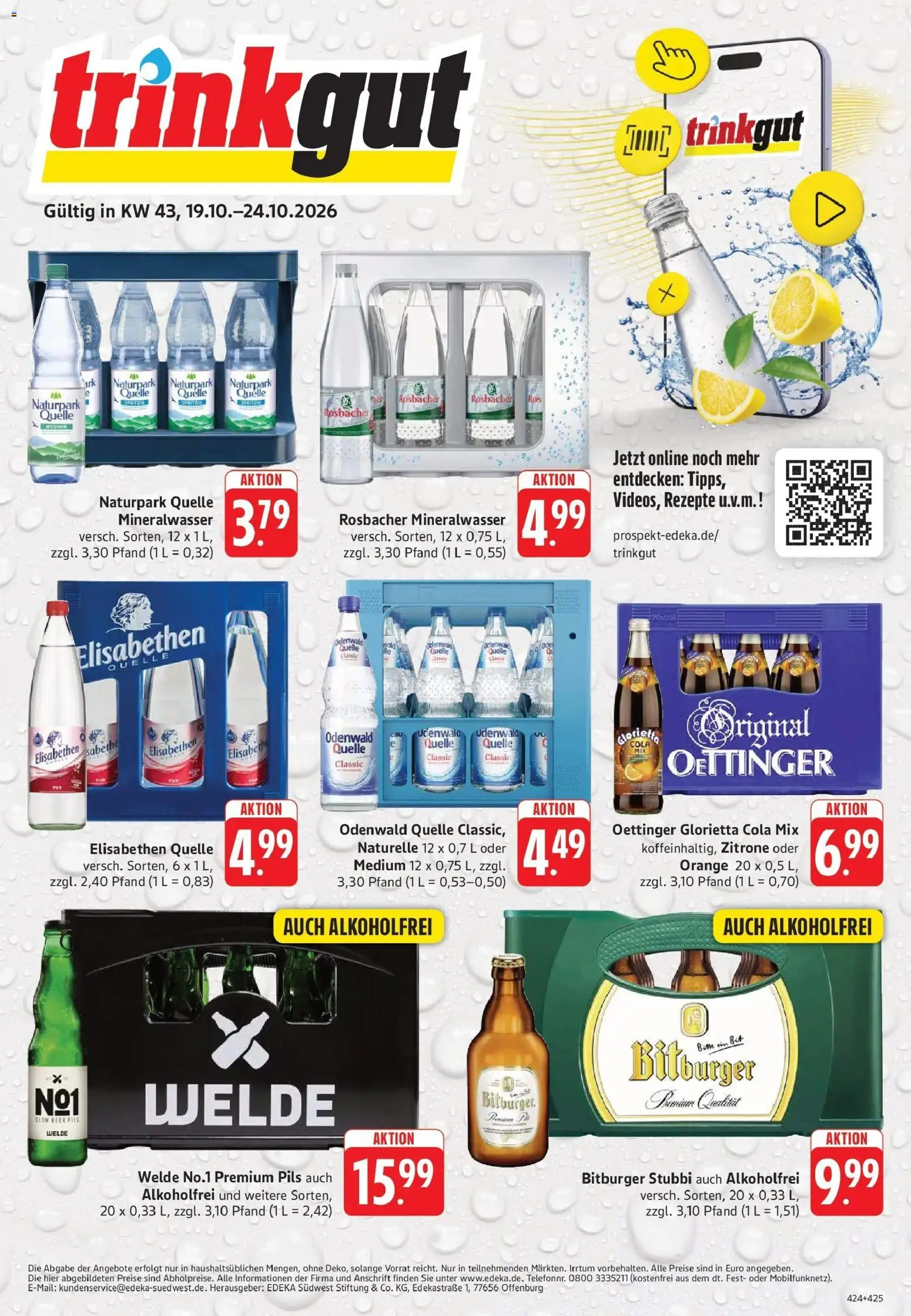Trinkgut Prospekt Wiesenbach (ab 19.10.2026) » Angebote online | Seite: 1 | Produkte: Pils, Burger, Oettinger, Zitrone
