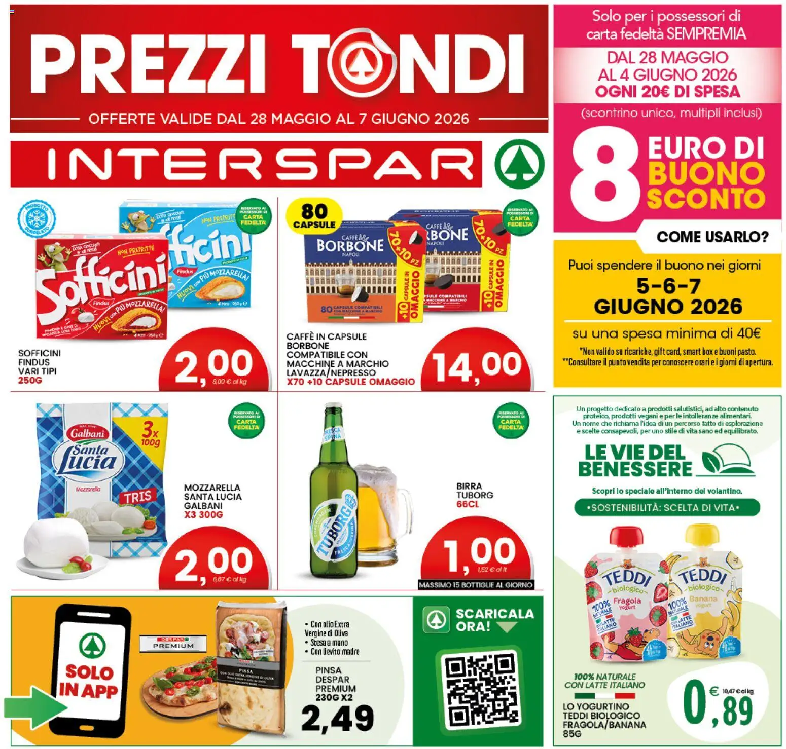 Volantino Interspar del 27.05.2026 | Pagina: 1 | Prodotti: Yogurt, Caffè, Mozzarella, Latte