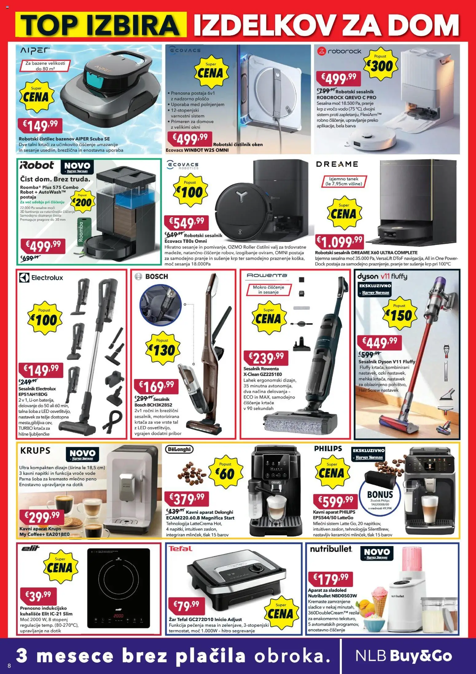 Novi Harvey Norman katalog ponudbe – veljaven od 05.08.2026 | Stran: 8 | Izdelki: Čistila, Napitki, Sladoled, Sesalnik