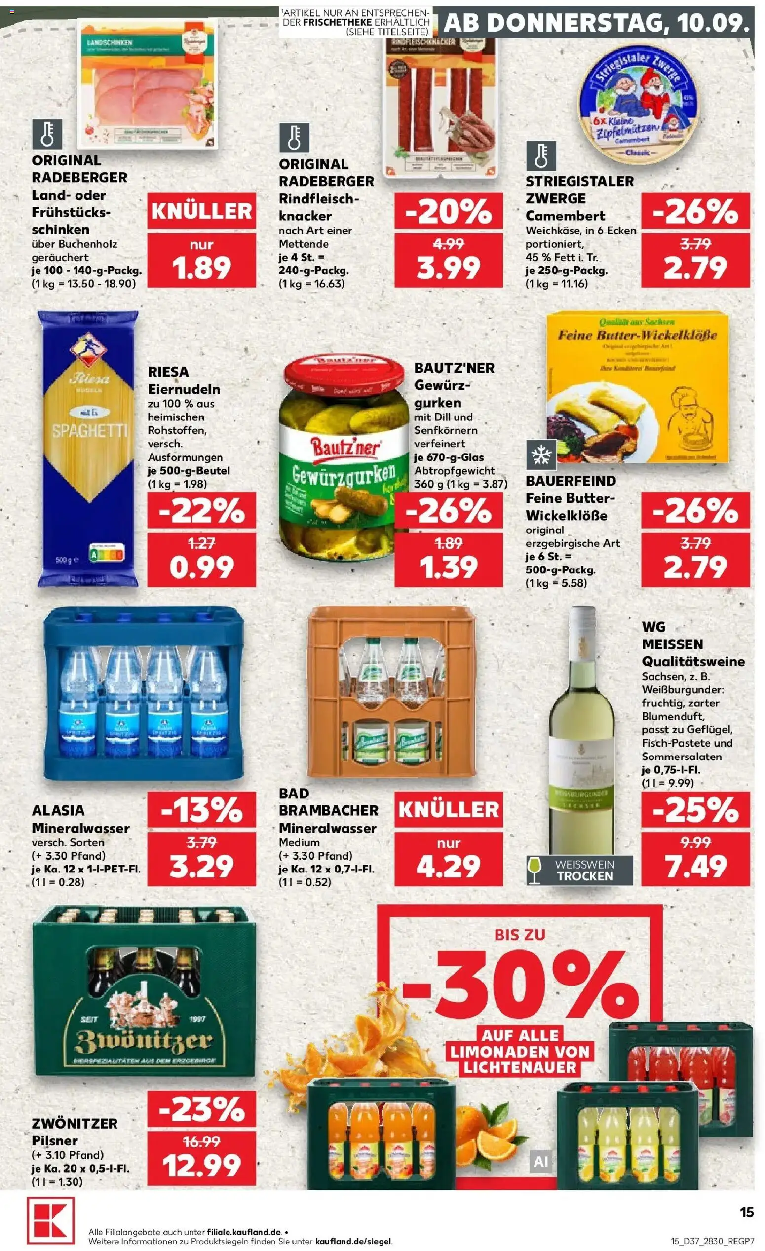 Prospekt Kaufland ab 10.09.2026 » Angebote Online zum Blättern | Seite: 15 | Produkte: Mineralwasser, Camembert, Dill, Rindfleisch