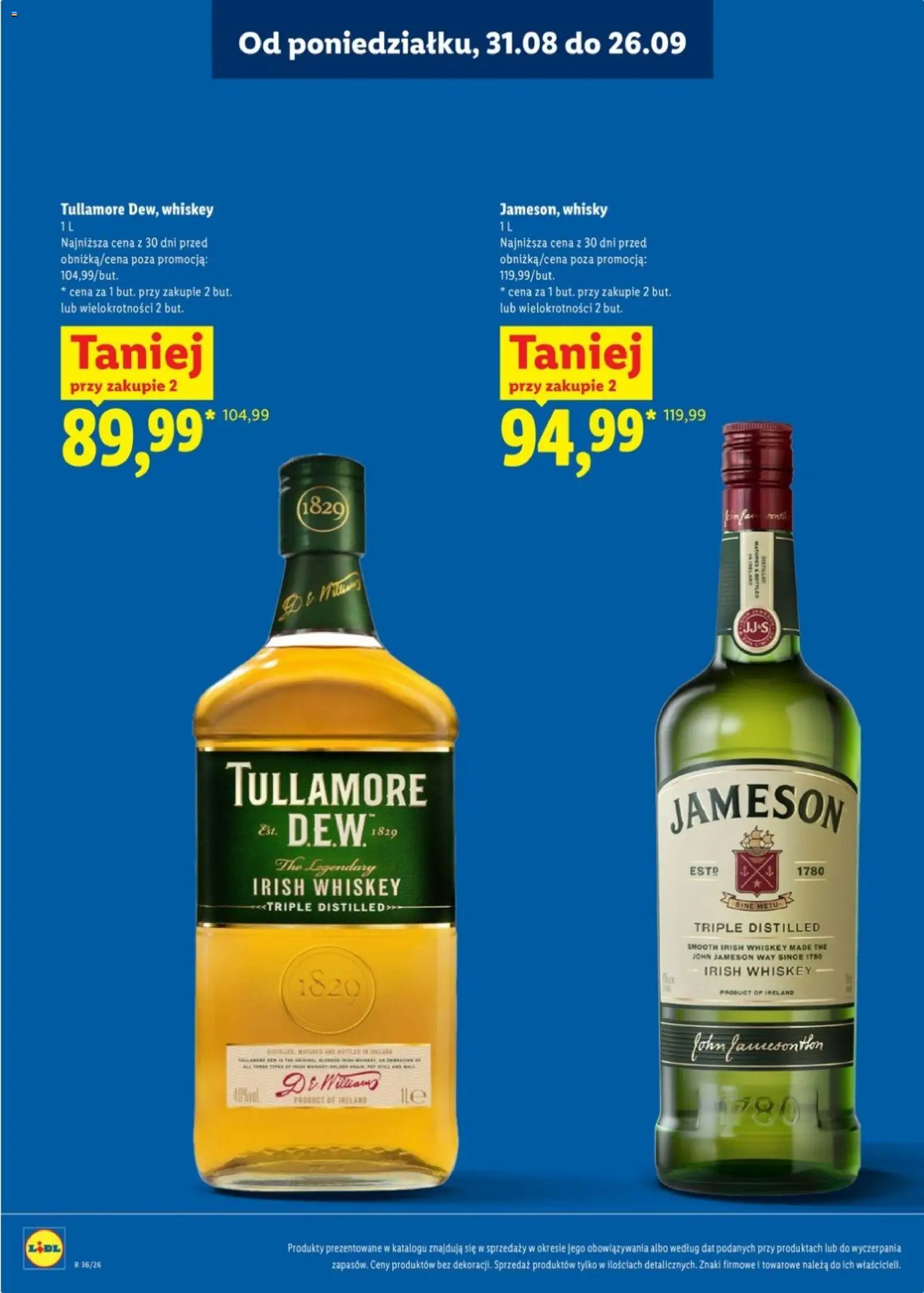 Lidl Katalog alkoholi mocnych od 31.08.2026 | Strona: 15 | Produkty: Jameson, Tullamore Dew, Irish whiskey, Whisky