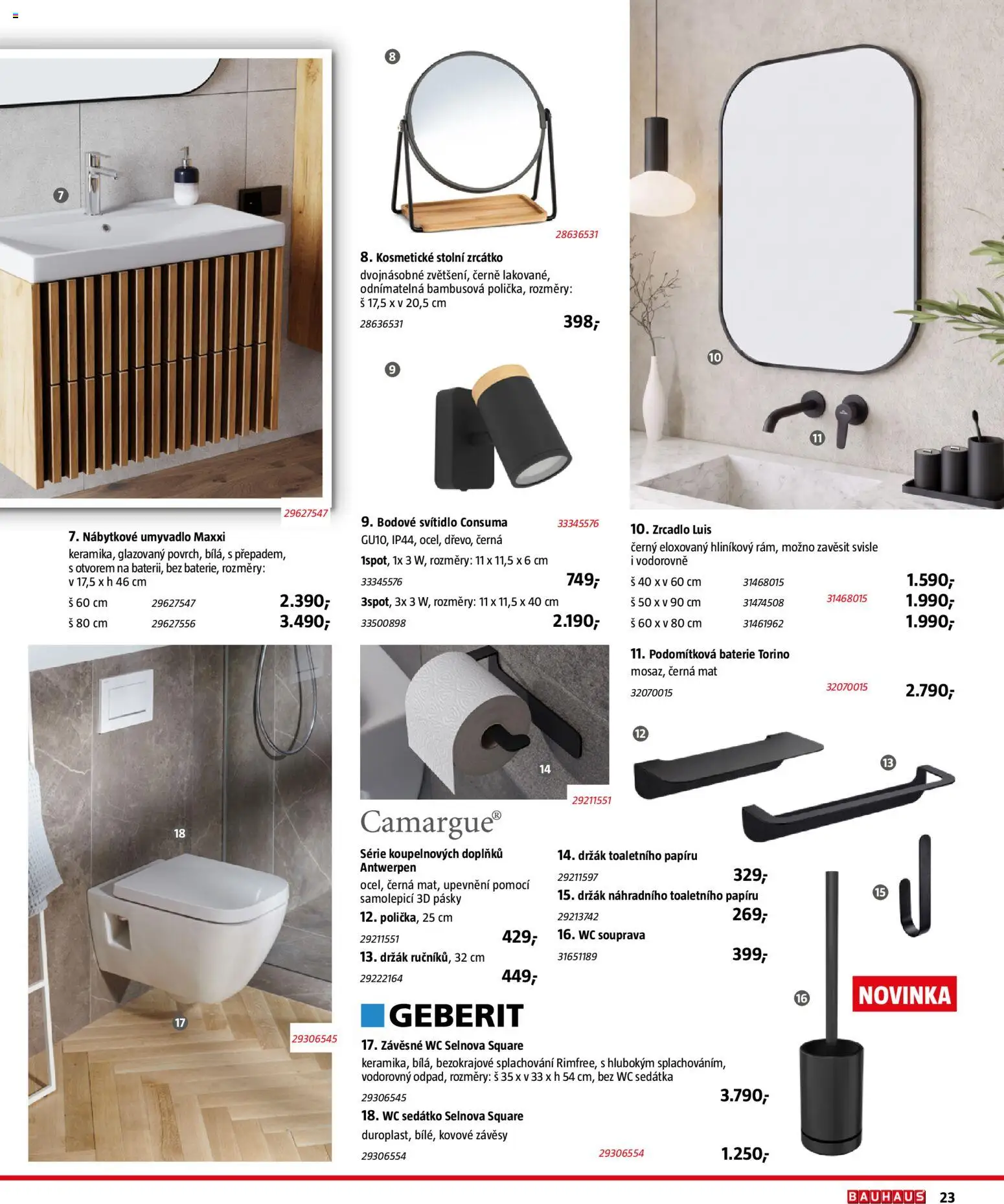 Katalog Sanita od 29.09.2026 | Strana: 23 | Produkty: Umyvadlo, Wc, Zrcadlo, Závěsy