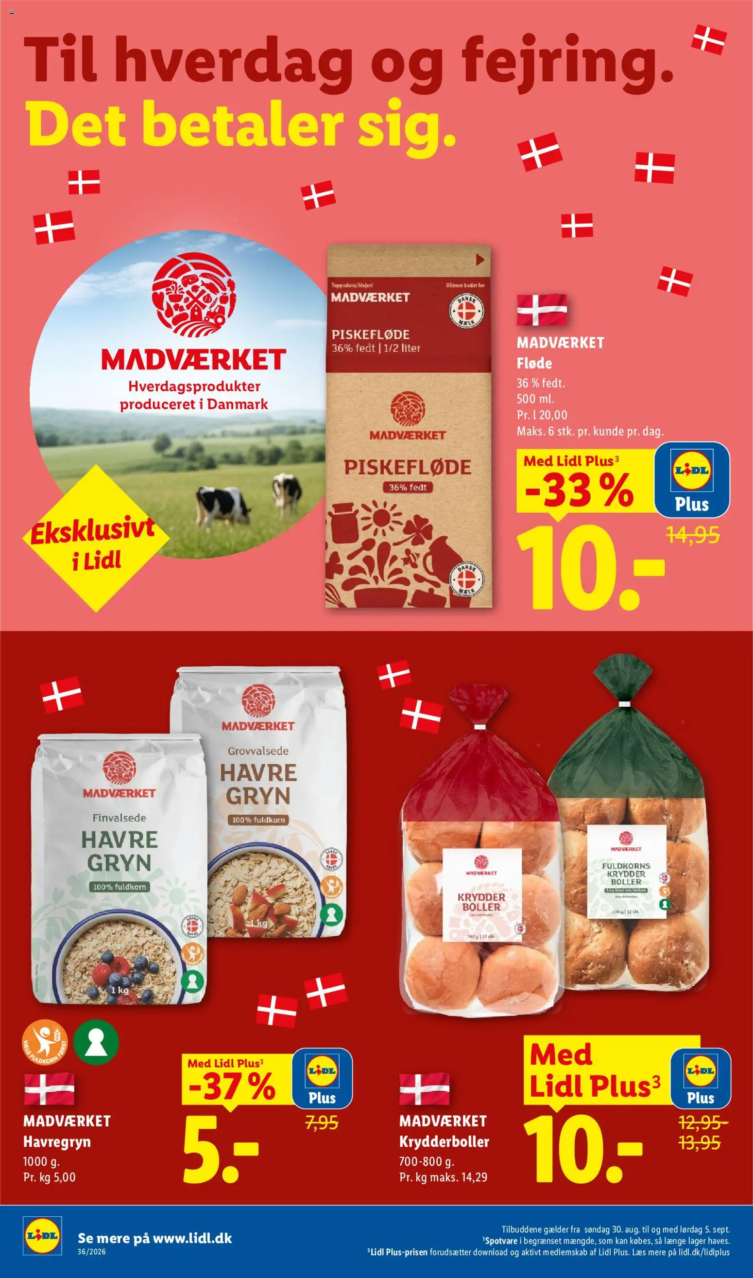 Lidl tilbudsavis – gyldig fra 30/08/2026 | Side: 2 | Produkter: Fløde, Krydderboller, Havregryn, Søm
