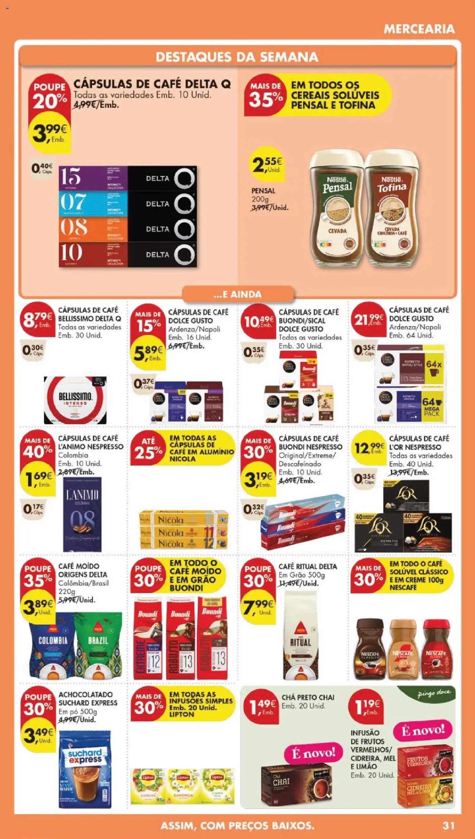 Pingo Doce folheto │ válido de 21.04.2026 | Página: 33 | Produtos: Cafe buondi, Delta q, Pó, Café solúvel