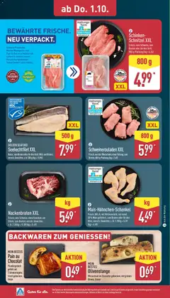 Schinken-Schnitzel XXL, Frisch; vom Schwein; zum Braten oder für den Grill; 800-g-Packung (kg = 6.24) ab 28.09.2026 gültig | Seite: 28
