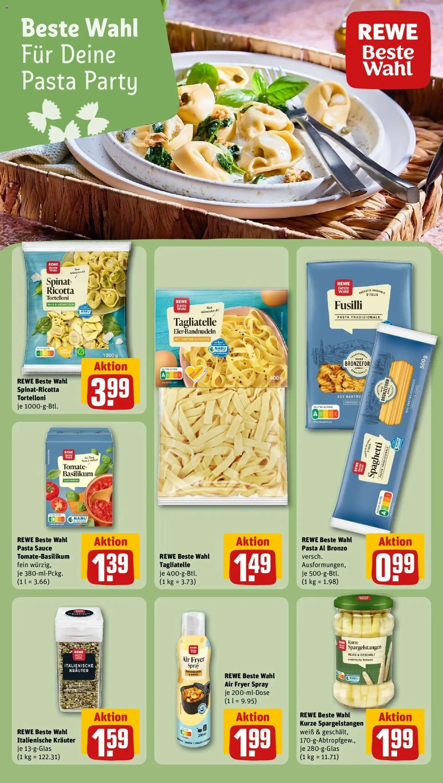 REWE Prospekt ab 28.09.2026 zum Blättern » Angebote | Seite: 19 | Produkte: Spaghetti, Rapsöl, Pasta