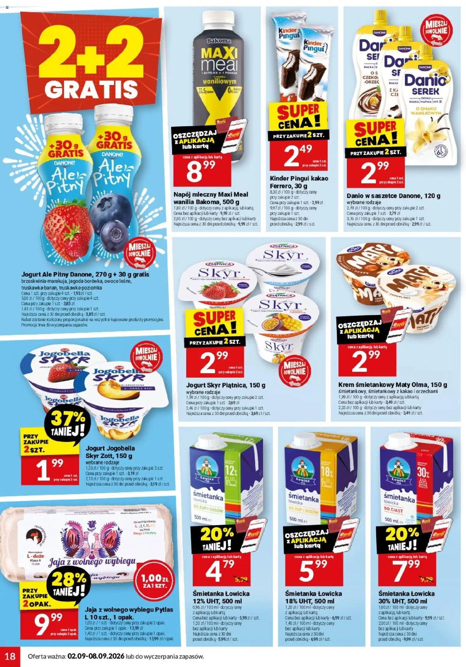 Twój Market gazetka od 02.09.2026 | Strona: 18 | Produkty: Krem śmietankowy, Omega, Owoce, Skyr