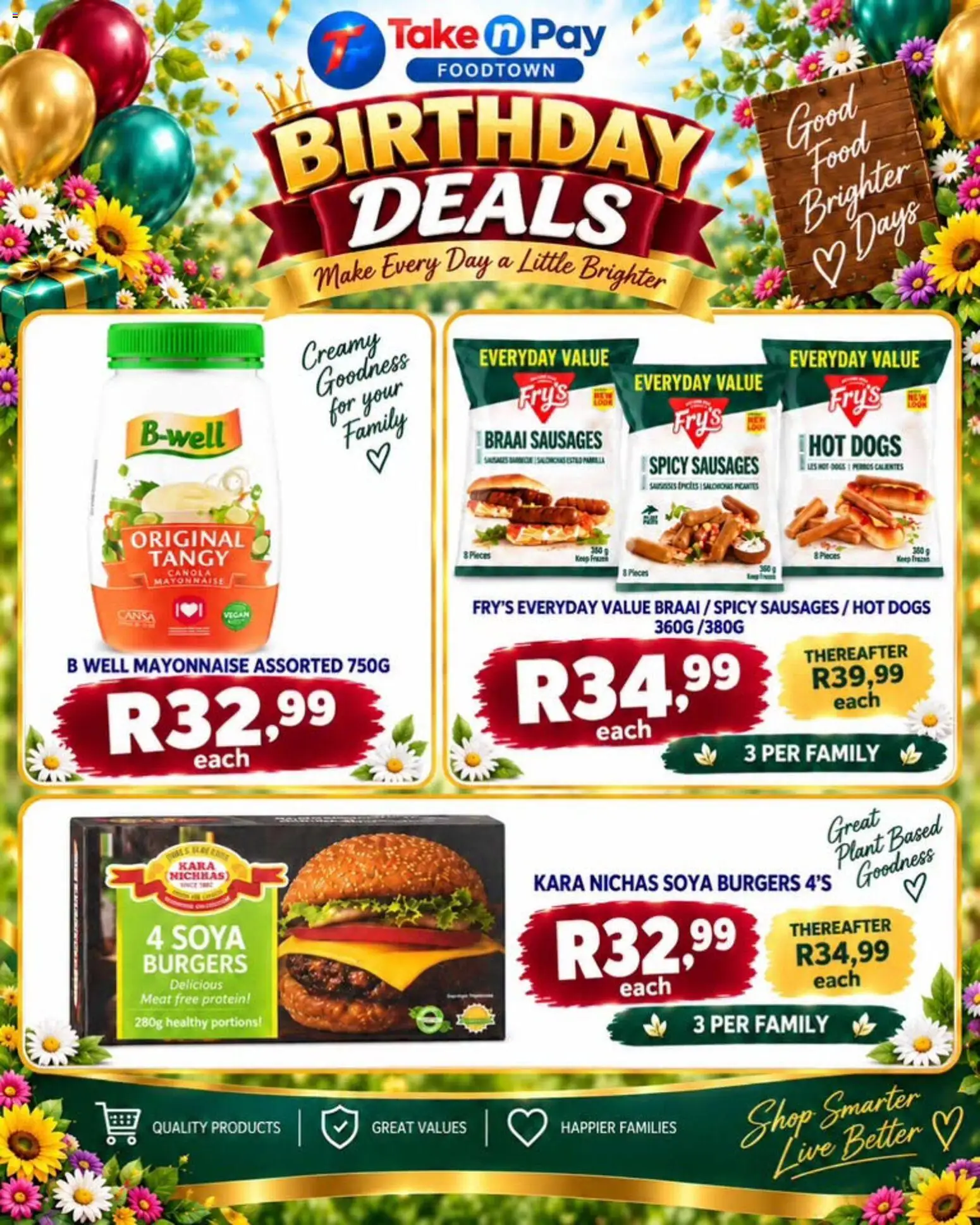New Take n Pay catalogue – valid from 15/09/2026 | Page: 3 | Products: Protein, Hot dogs, Burgers, Mayonnaise