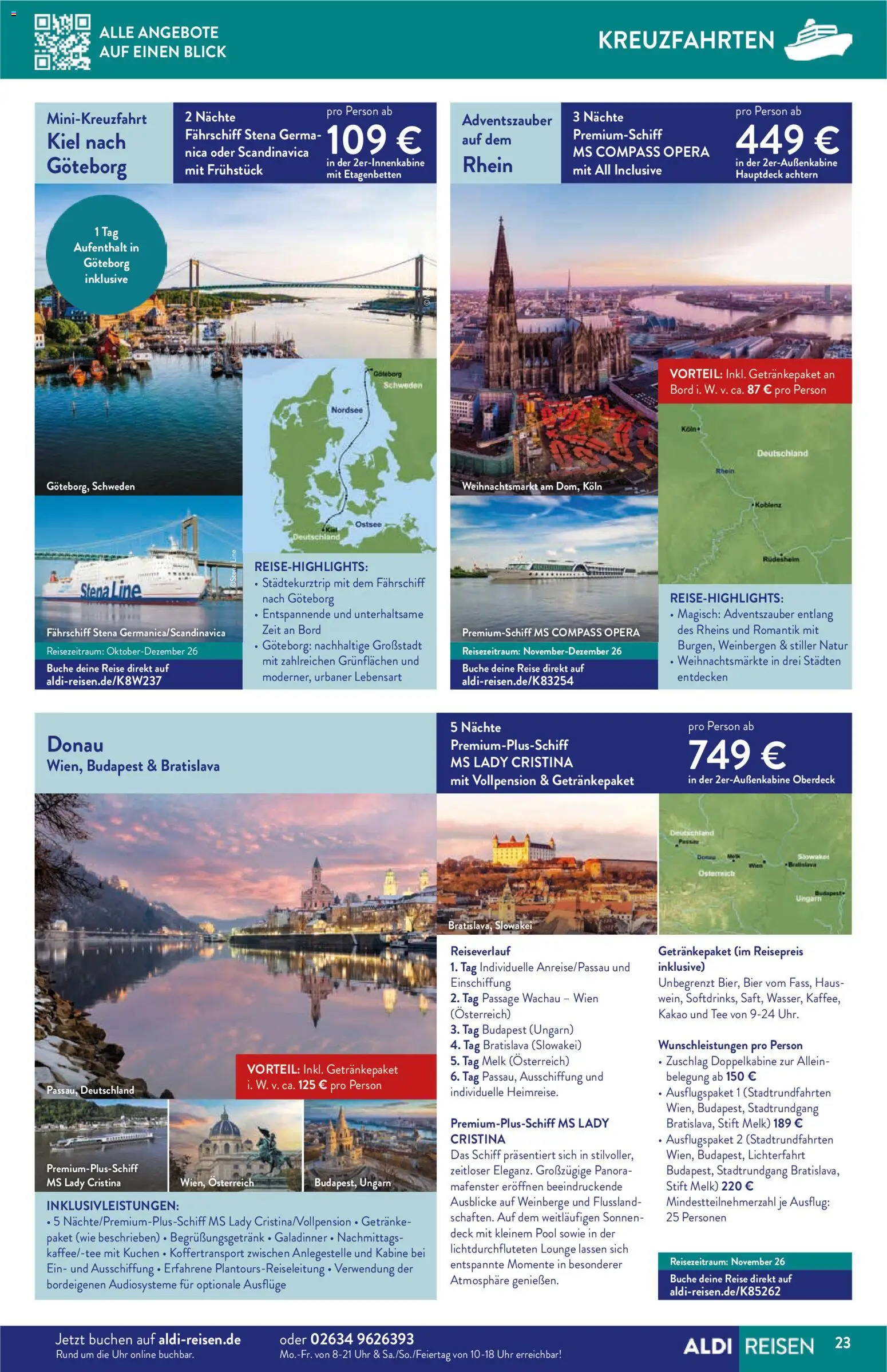 Aldi Reisen Reisemagazin – gültig ab 01.07.2026 | Seite: 23 | Produkte: Bier, Tee, Kuchen, Uhr