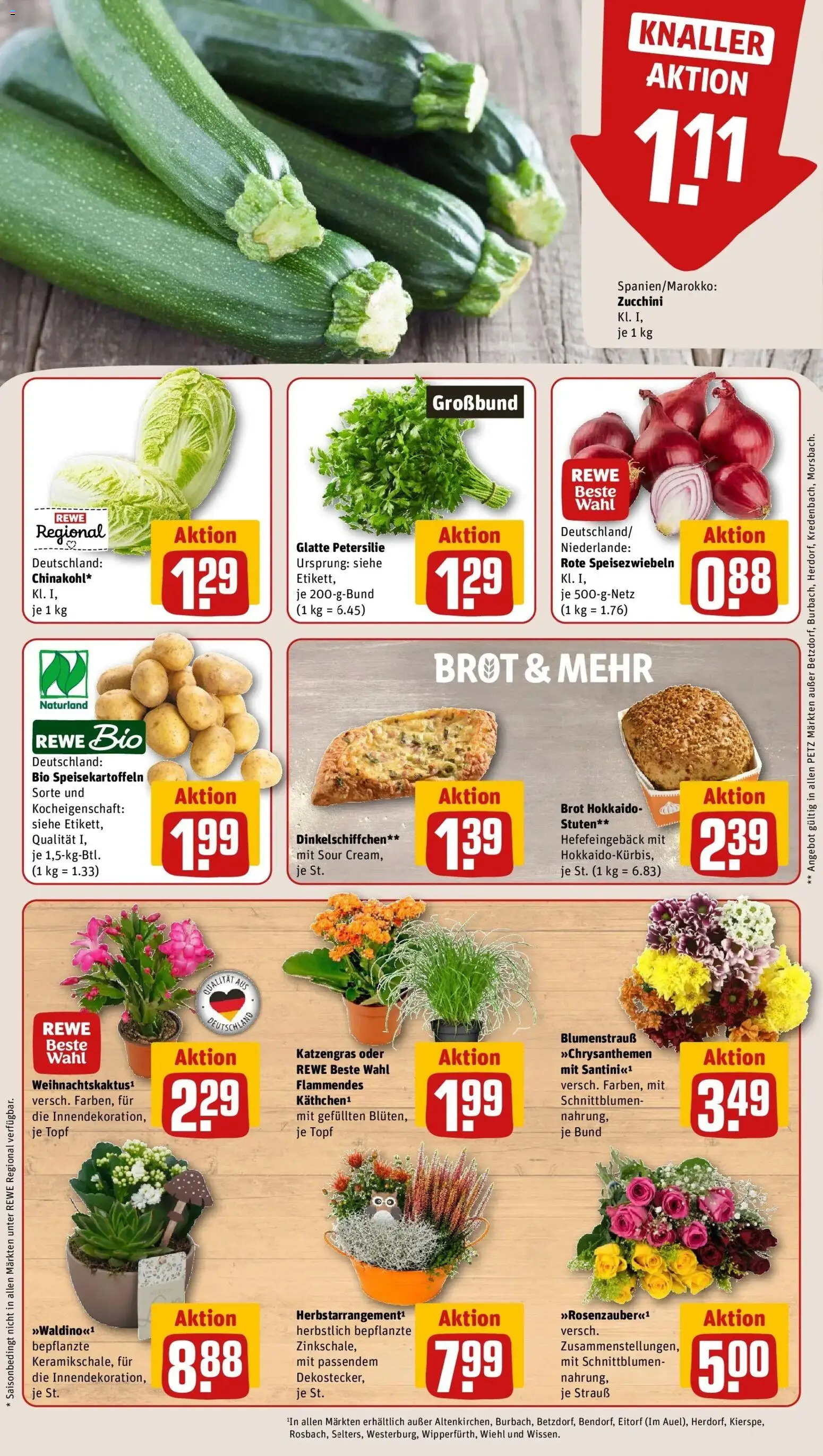 REWE Prospekt ab 26.10.2026 zum Blättern » Angebote | Seite: 9 | Produkte: Petersilie, Brot, Zucchini