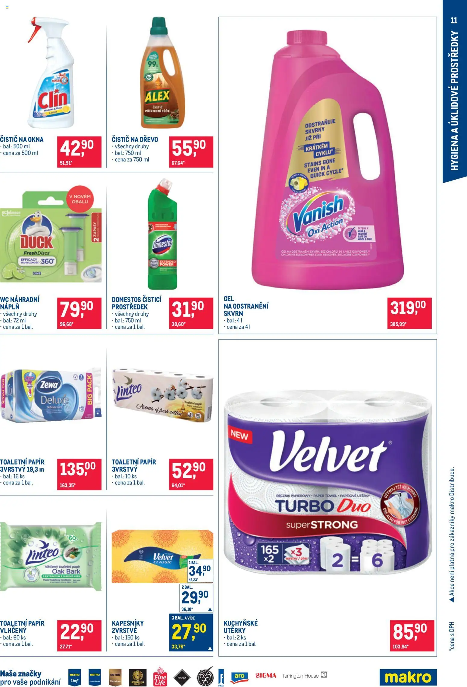 Makro leták - Nepotravinové zboží od 07.10.2026 | Strana: 11 | Produkty: Clin, Zewa, Domestos, Vanish