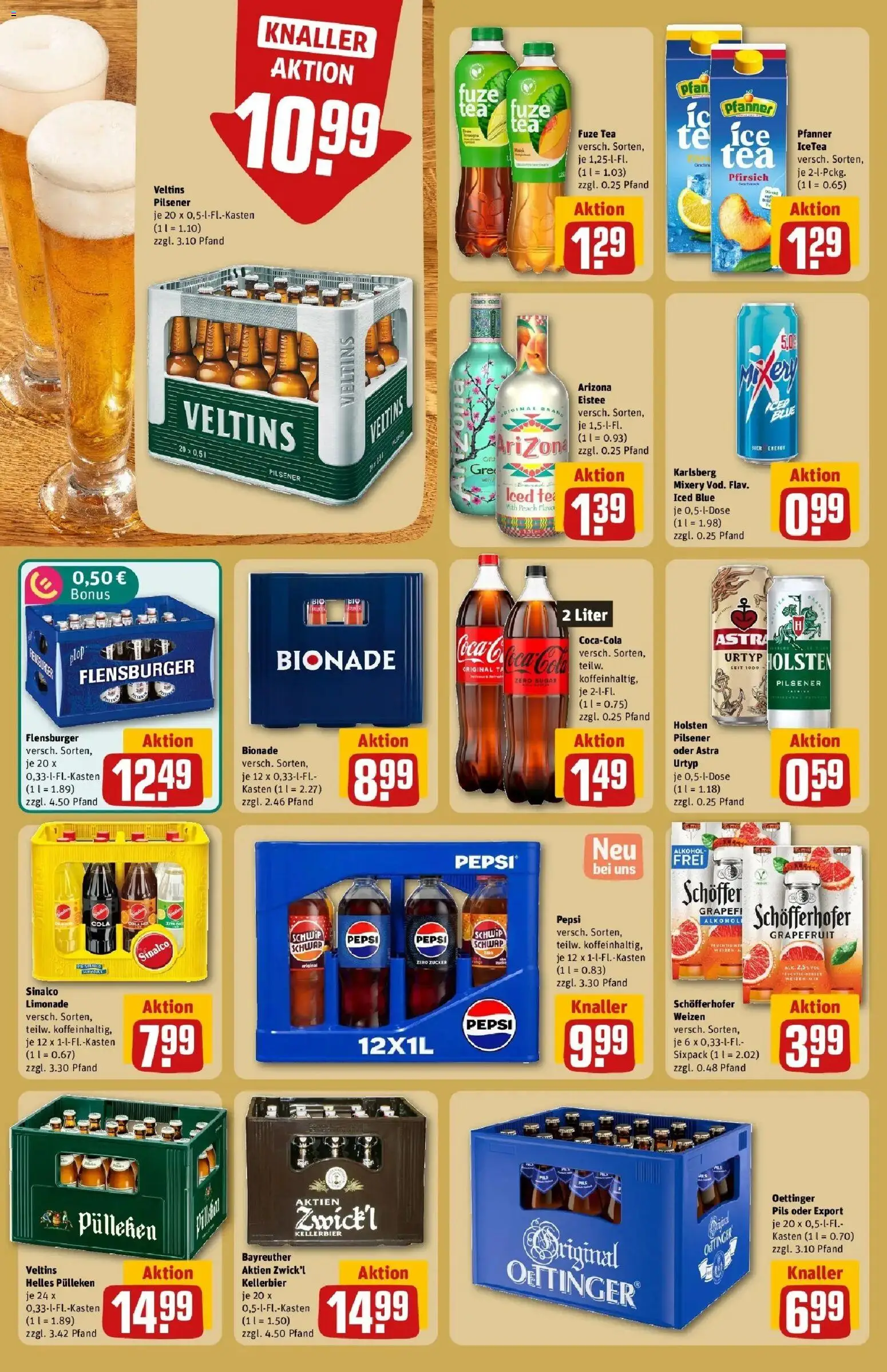 REWE Prospekt ab 10.08.2026 zum Blättern » Angebote | Seite: 20 | Produkte: Astra, Holsten, Flensburger, Pfirsich