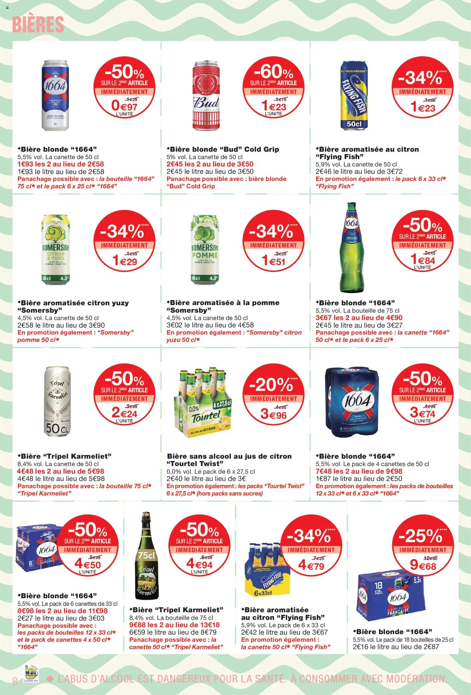 {H1} | Page: 8 | Produits: Alcool, Bière blonde, Jus de citron, Bière