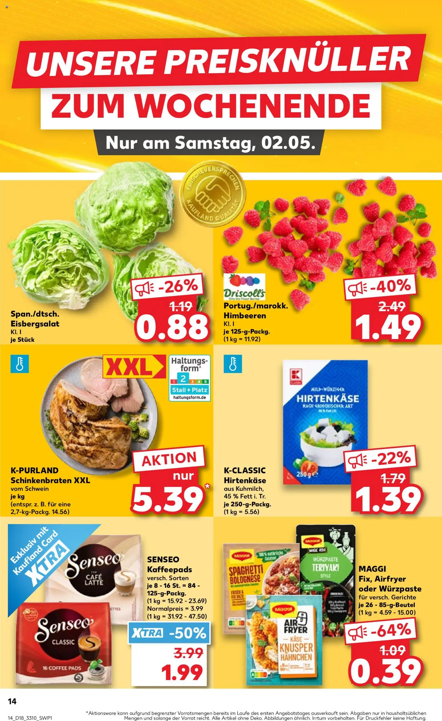Kaufland Prospekt Zeitz	 – gültig ab 30.04.2026 | Seite: 14 | Produkte: Himbeeren, Senseo, Kaffeepads, Eisbergsalat