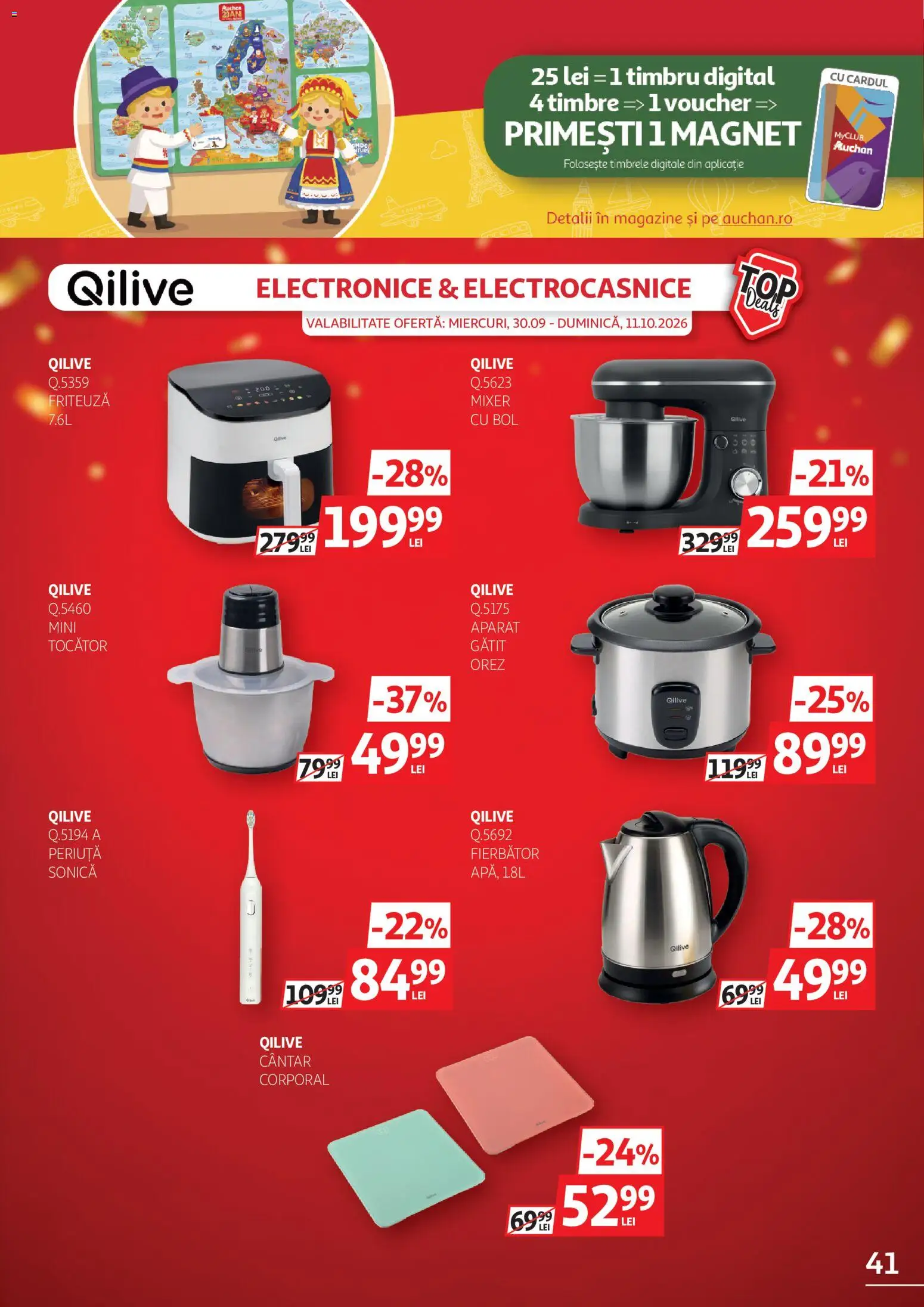 Noul catalog Auchan – valabil de la 30.09.2026 | Pagină: 41 | Produse: Mixer, Friteuză, Cântar, Tocător