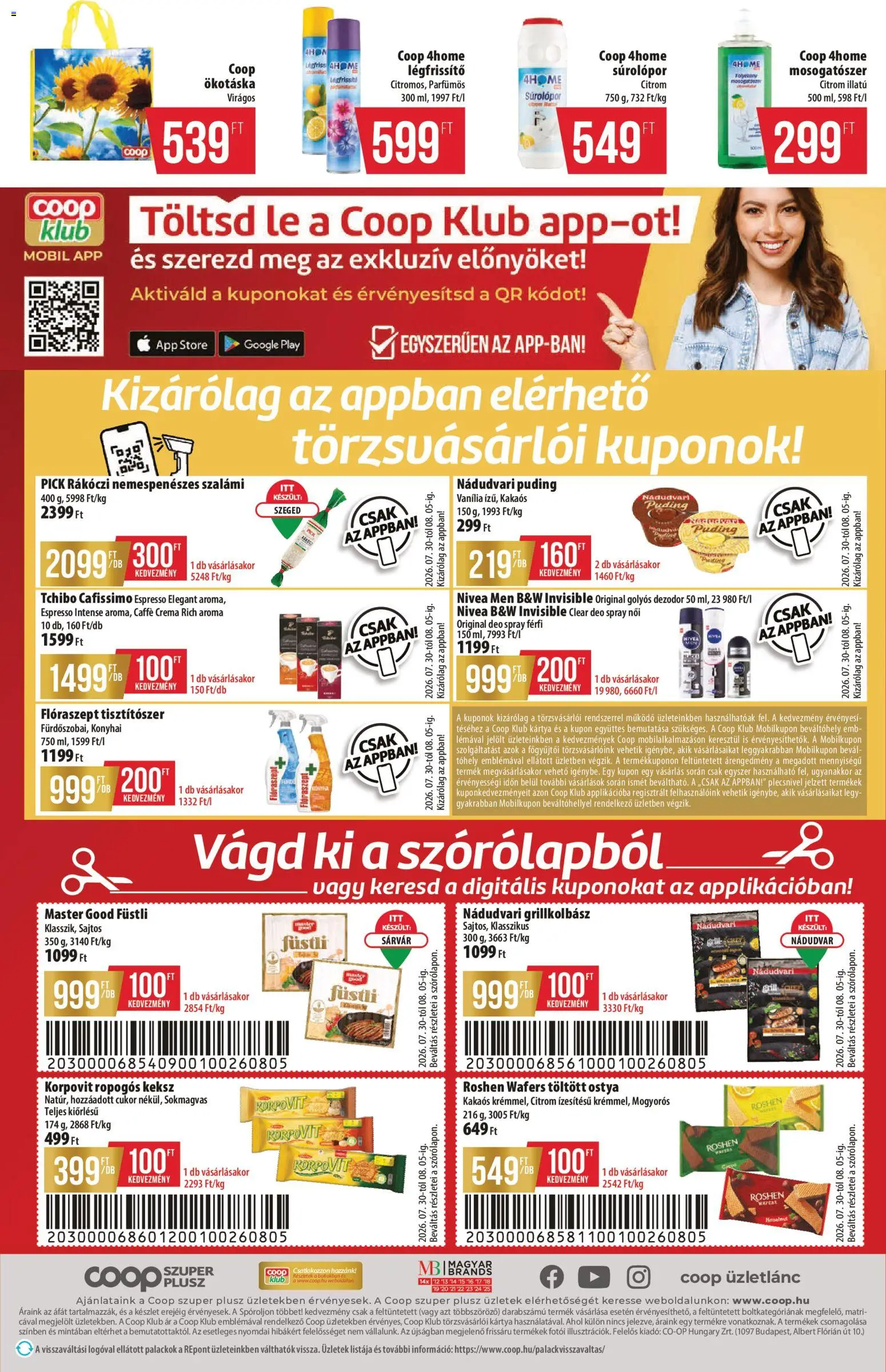 COOP akciós ujság - amely érvényes a következő dátumtól: 2026.07.30. | Oldal: 12 | Termékek: Puding, Pick, Dezodor, Cukor