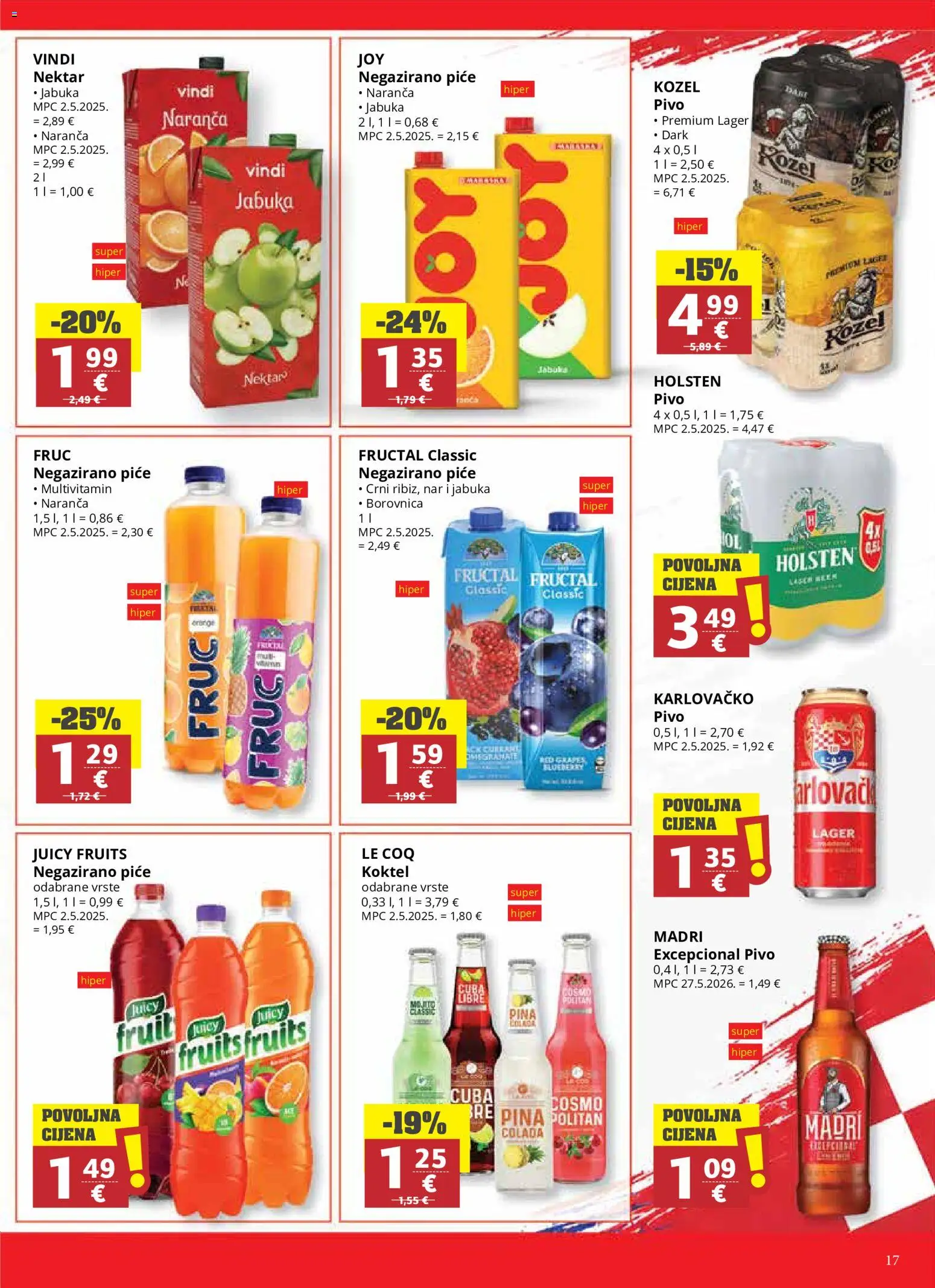 Ribola katalog | vrijedi od 08.07.2026 | Stranica: 17 | Proizvodi: Kozel, Karlovačko, Pivo, Borovnica