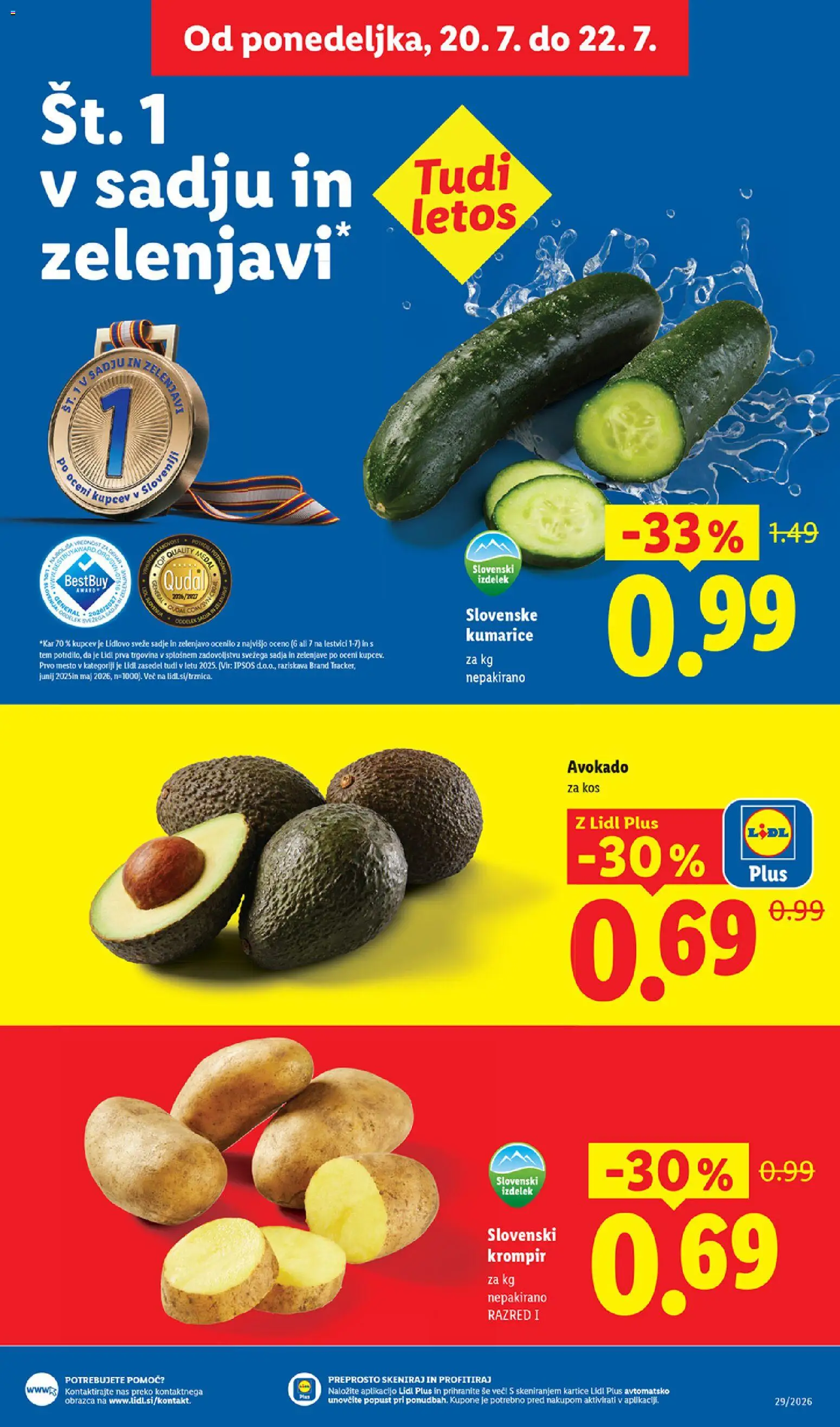 Novi Lidl katalog ponudbe – veljaven od 16.07.2026 | Stran: 49 | Izdelki: Med, Kumarice, Avokado, Krompir
