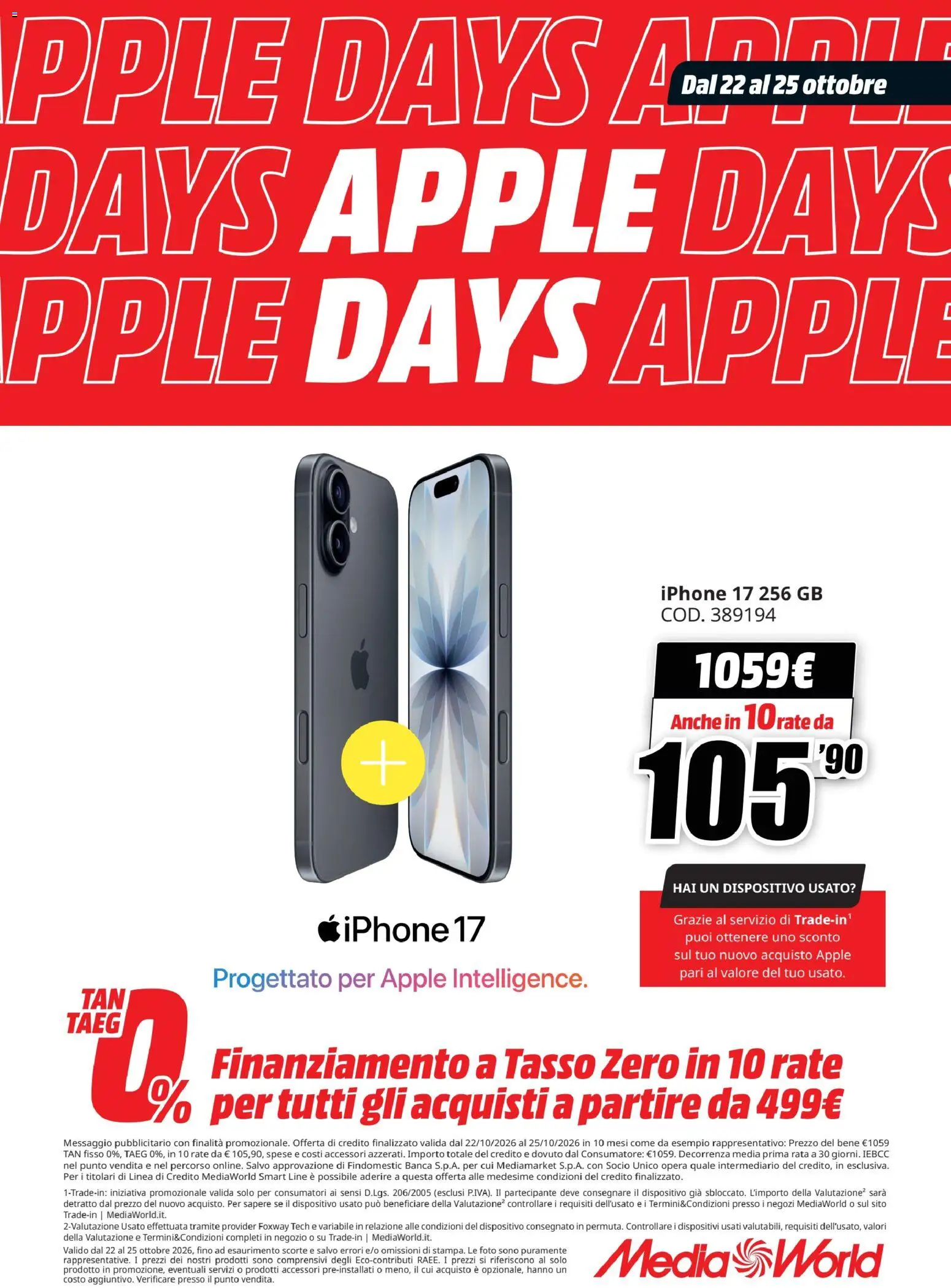 Volantino Media World del 22/10/2026 | Pagina: 7 | Prodotti: Iphone