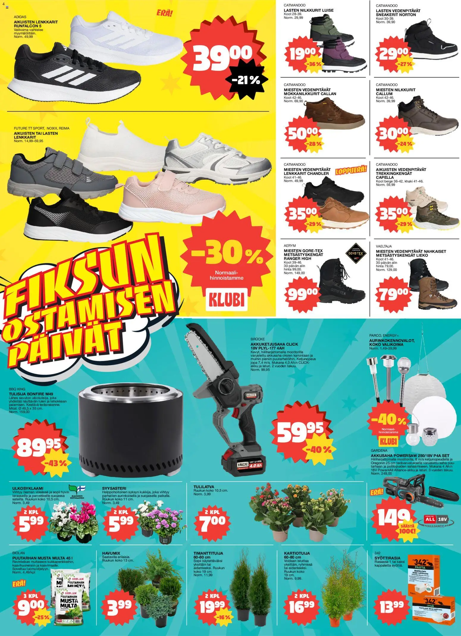 Tokmanni - Tarjoussanomat – voimassa 24/08/2026 alkaen | Sivu: 4 | Tuotteet: Nilkkurit, Akku, Lenkkarit, Pasta
