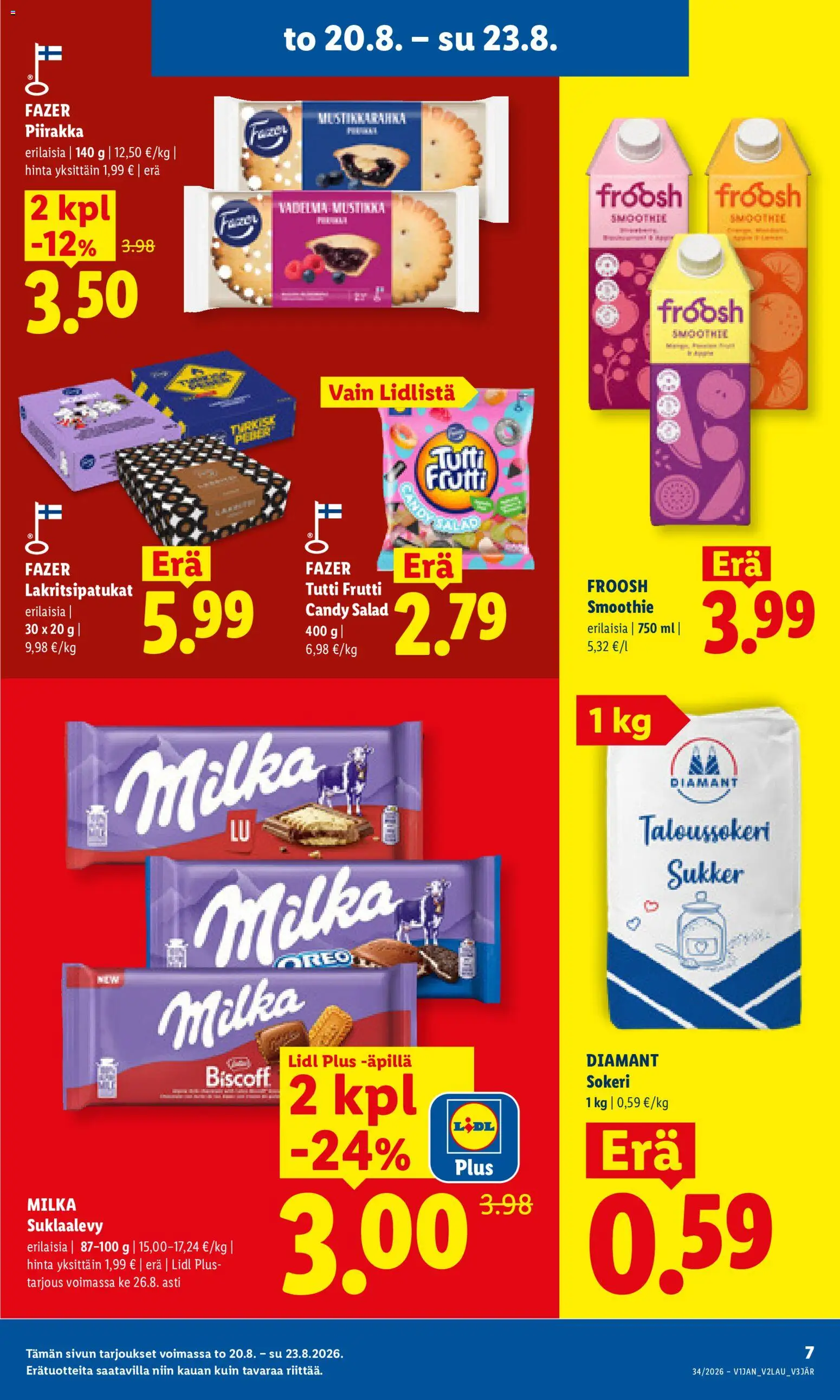 Lidl tarjoukset - Tampere – voimassa 20/08/2026 alkaen | Sivu: 7 | Tuotteet: Vadelma, Smoothie, Taloussokeri, Piirakka
