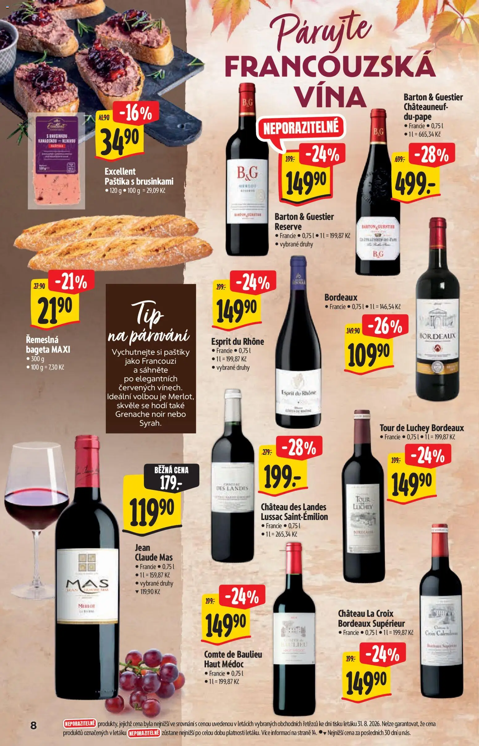 Albert katalog - Hypermarket - Víno od 09.09.2026 | Strana: 8 | Produkty: Bageta, Paštika