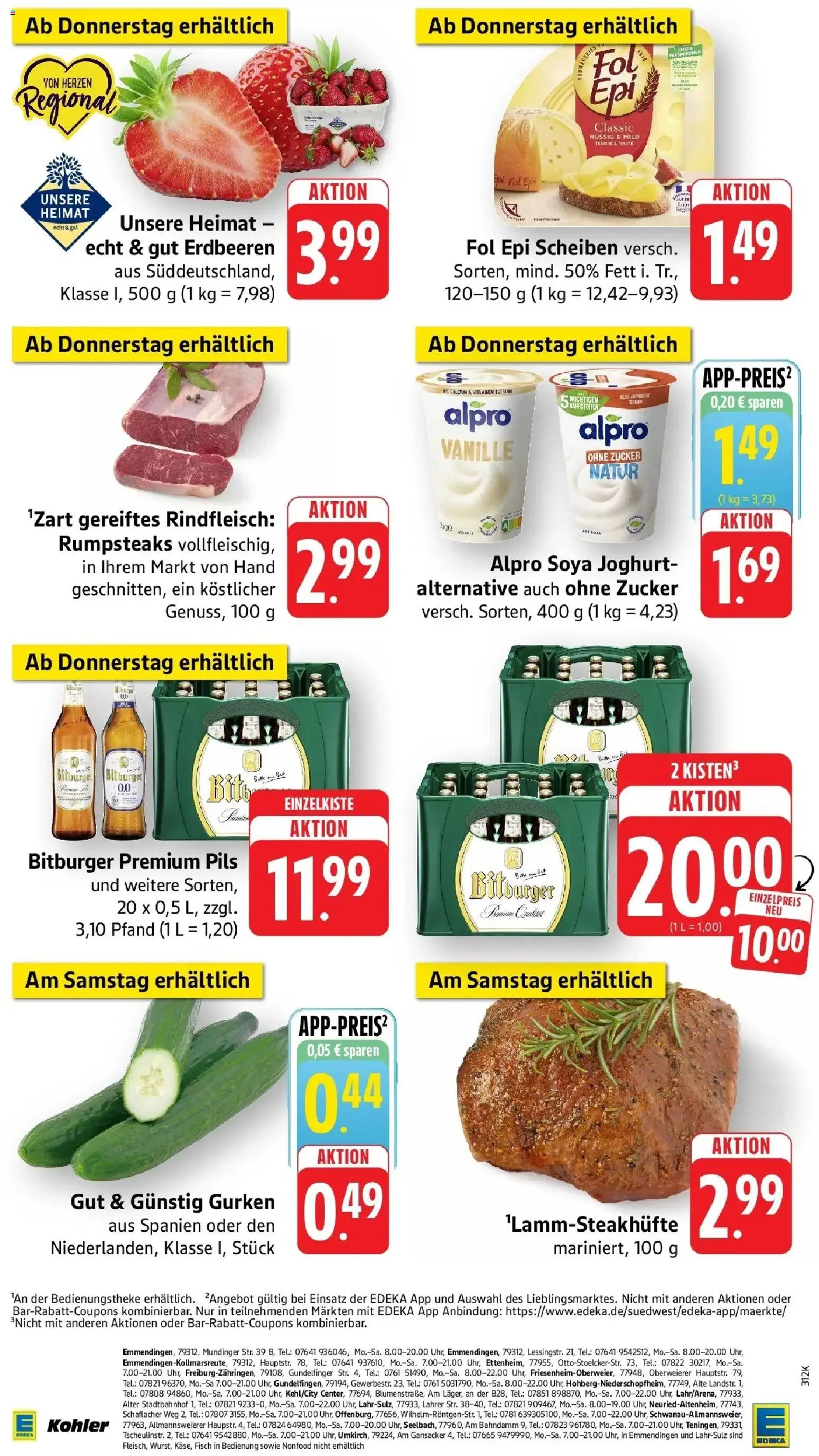 Angebote – gültig ab 27.04.2026 | Seite: 52 | Produkte: Bitburger, Alpro, Rindfleisch, Erdbeeren