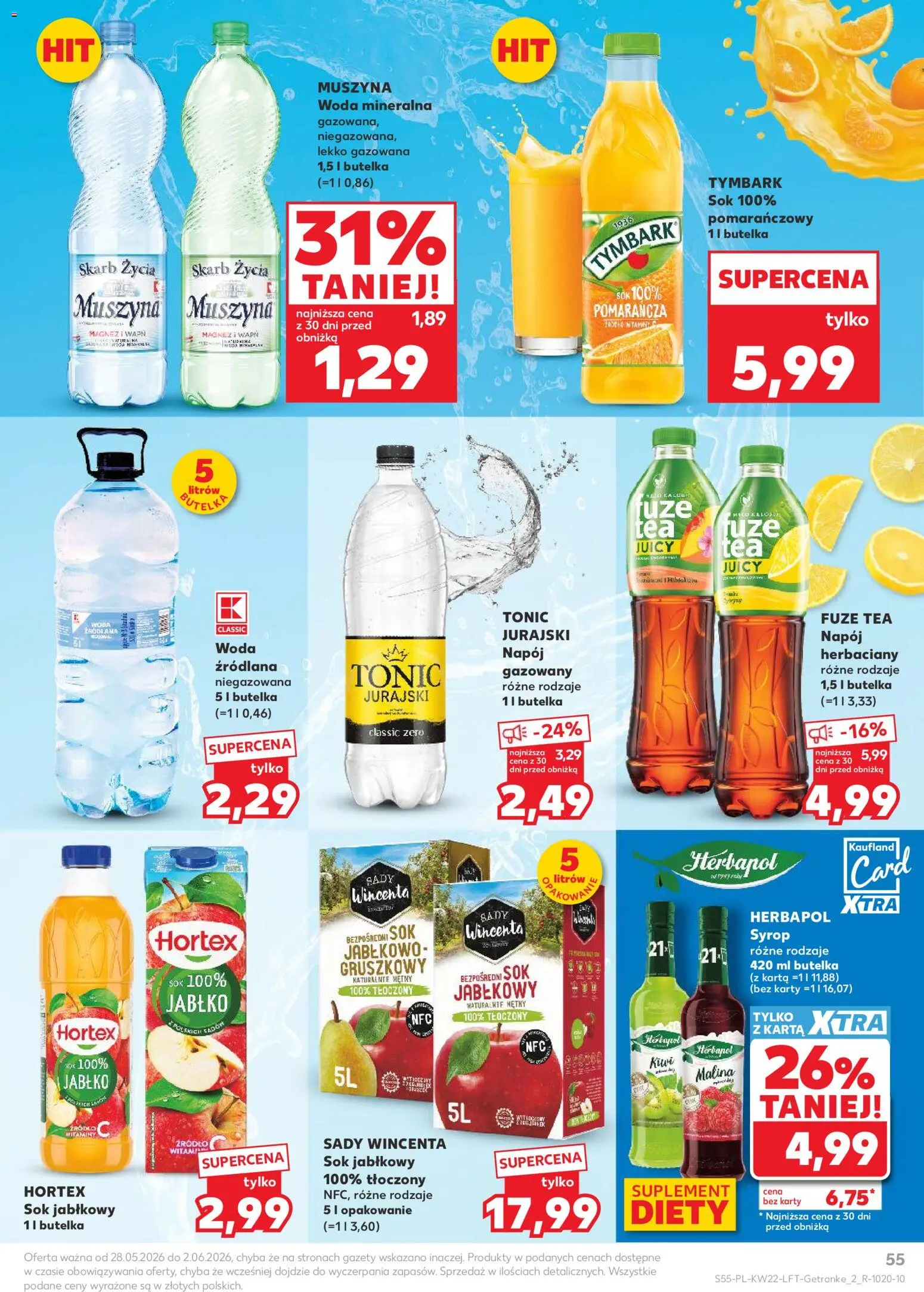 Kaufland Polsko leták od 28.05.2026 | Strana: 55 | Produkty: Kiwi, Fuze Tea, Tonic, Karty
