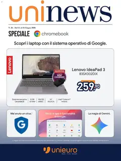 Anteprima del volantino Unieuro volantino Chromebook valido a partire dal 11.06.2026