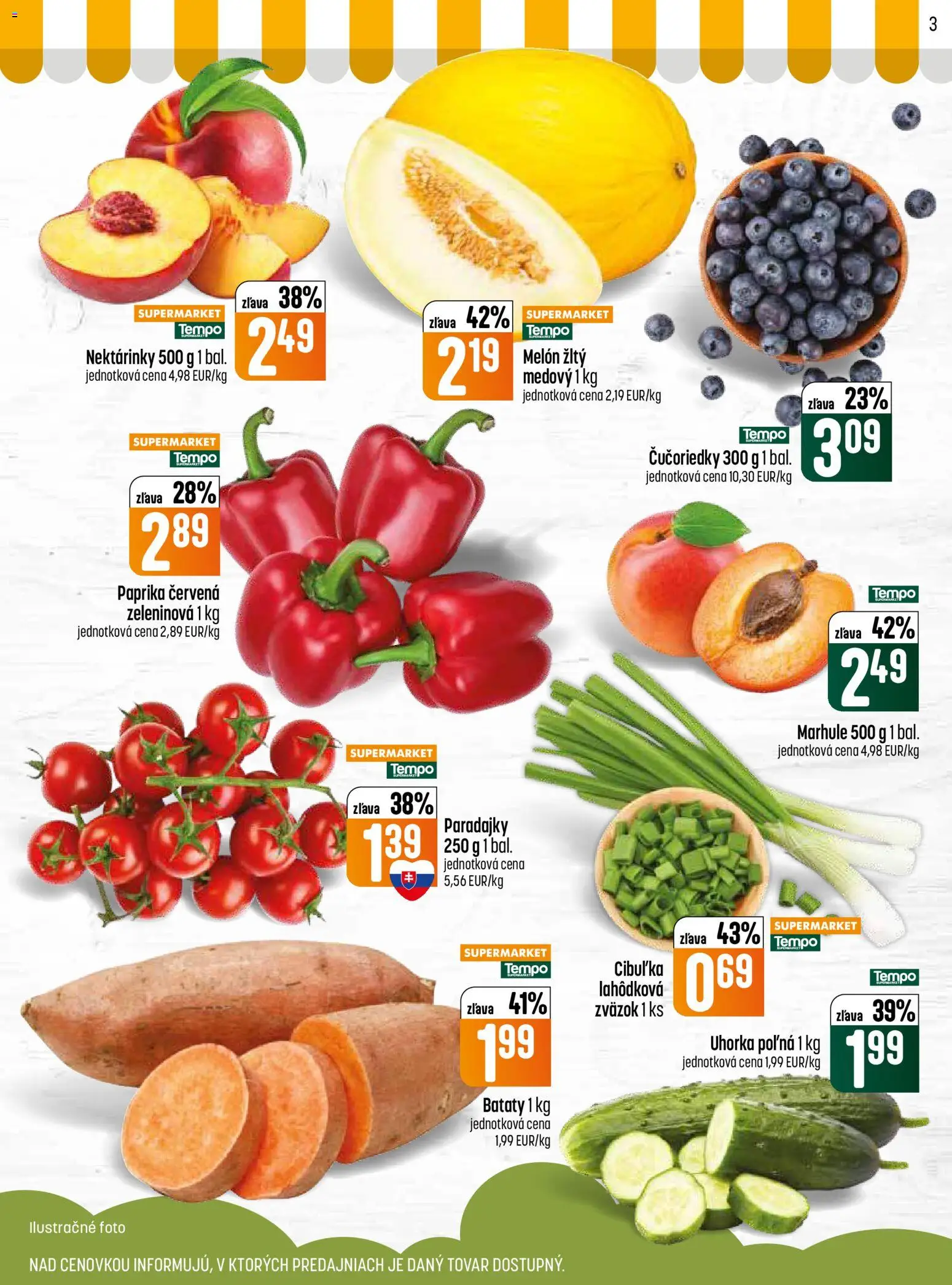 Nové COOP Jednota akcie – leták je platný od 28.05.2026 | Strana: 3 | Produkty: Paprika, Paradajky, Batáty, Marhule