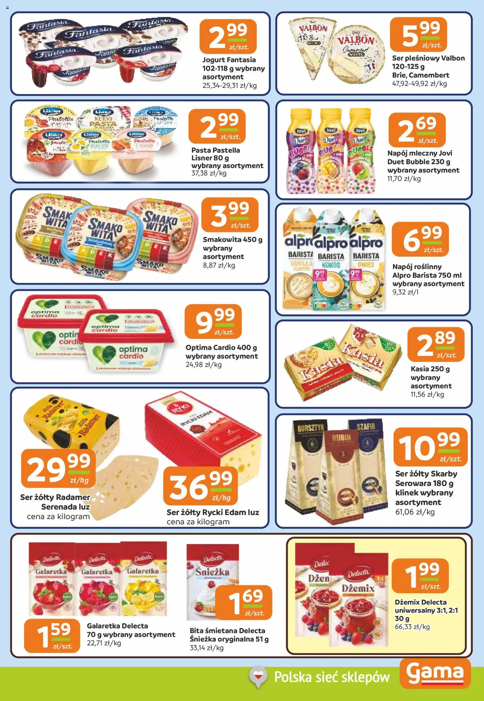 Gama gazetka od 21.05.2026 | Strona: 7 | Produkty: Ser żółty, Ser pleśniowy, Alpro, Śmietana
