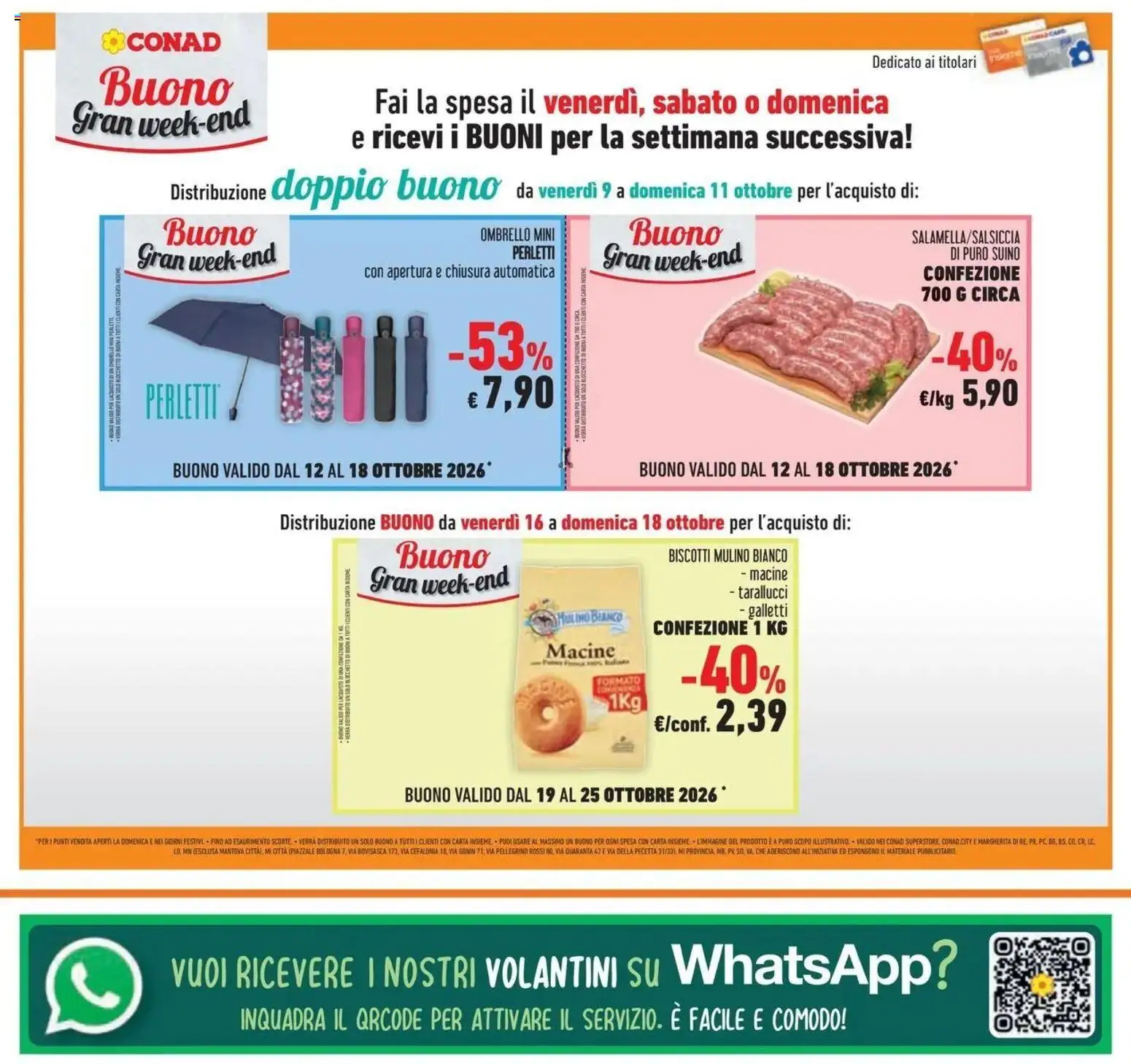 Volantino Conad del 07/10/2026 | Pagina: 43 | Prodotti: Biscotti, Suino, Ombrello, Terra