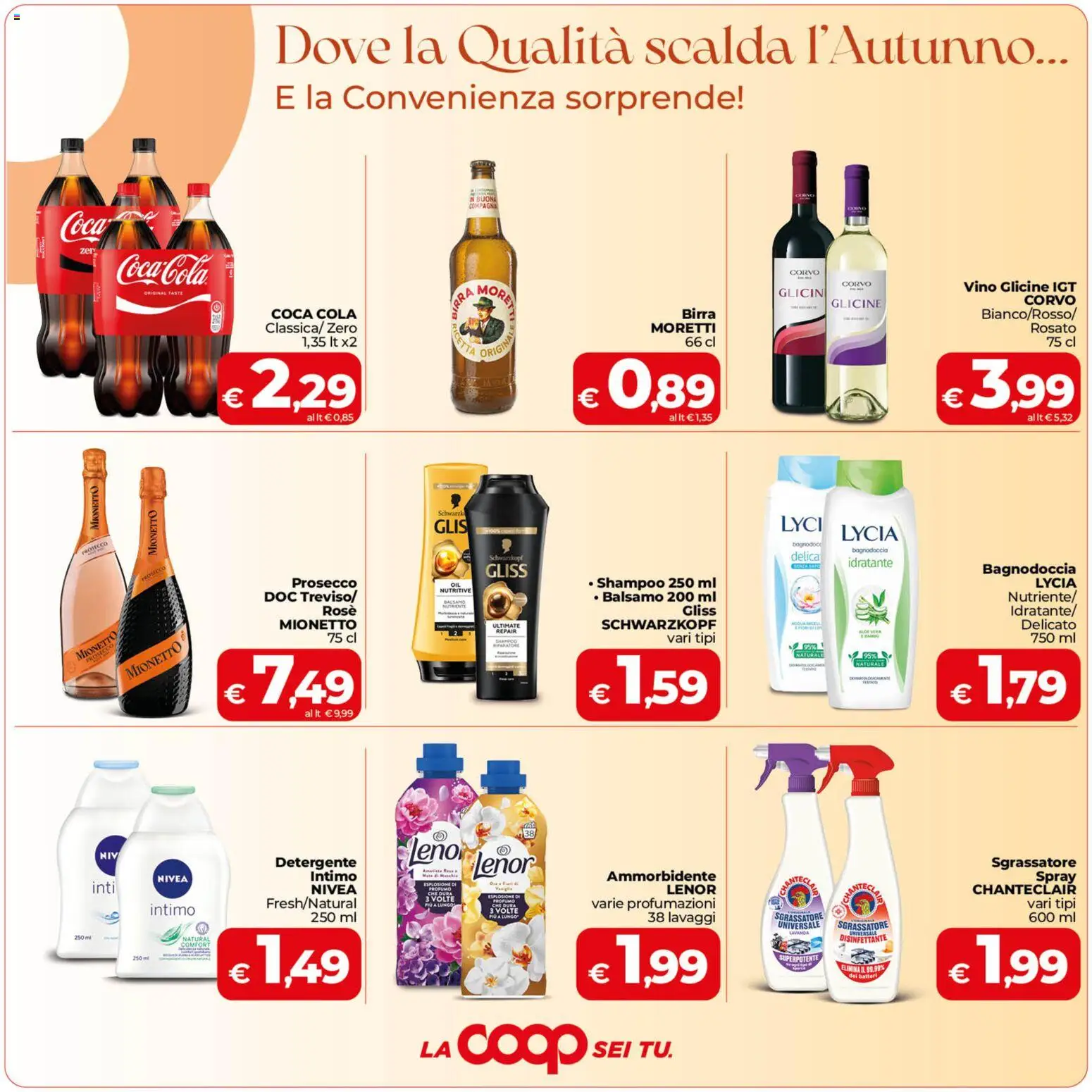 Volantino COOP del 23/10/2026 | Pagina: 3 | Prodotti: Shampoo, Birra, Prosecco, Coca Cola