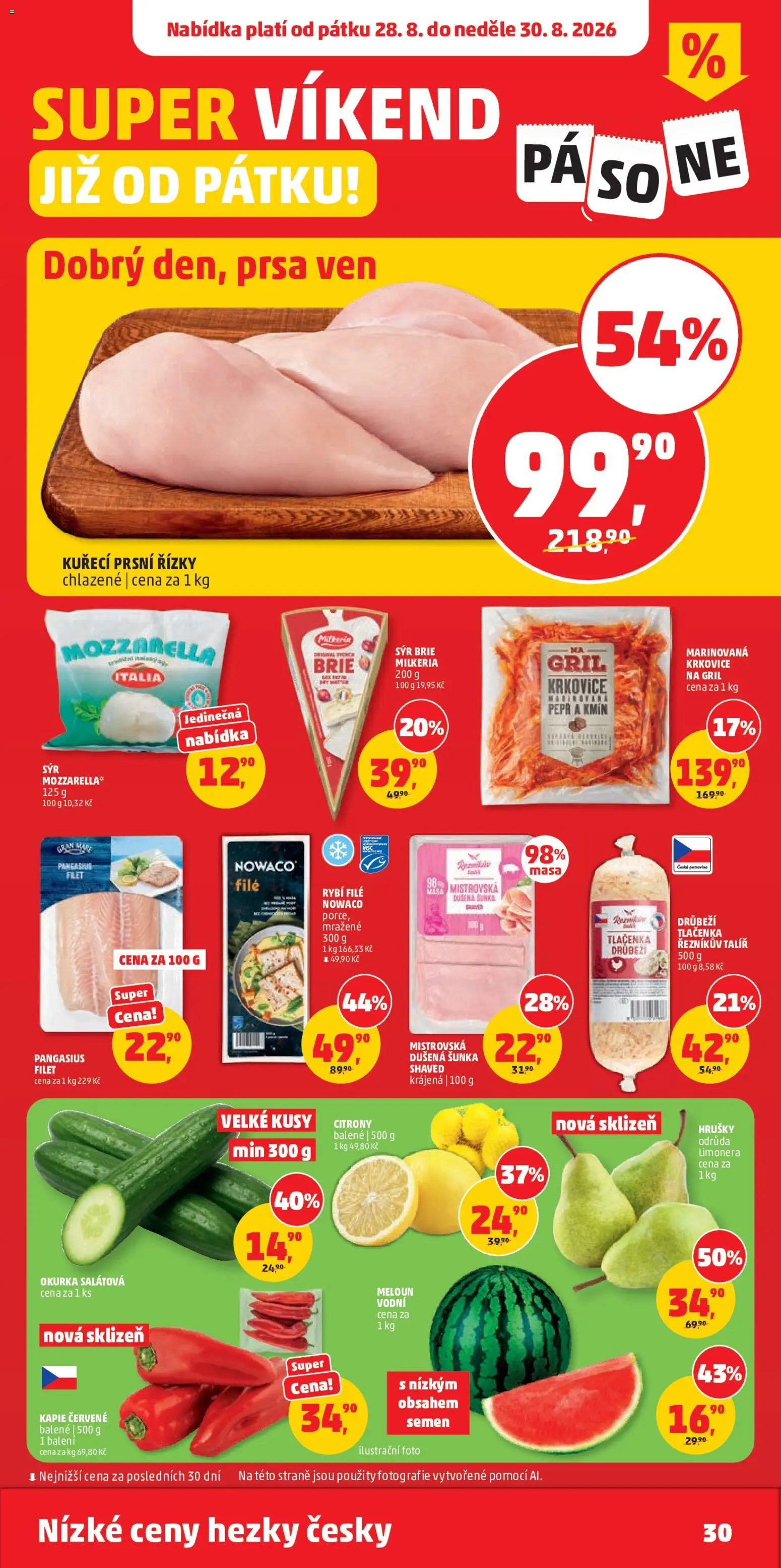Penny Market leták od 26.08.2026 | Strana: 30 | Produkty: Kuřecí prsní řízky, Talíř, Kuřecí prsní řízky chlazené, Filet