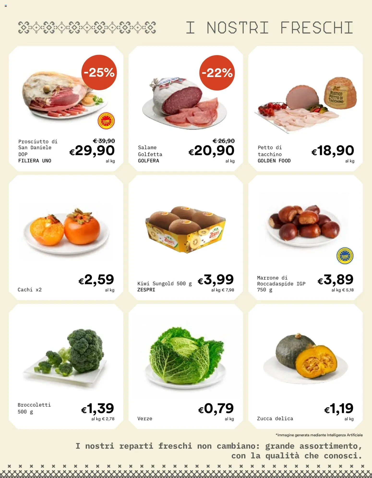 Volantino Borello Supermercati del 19/10/2026 | Pagina: 5 | Prodotti: Salame, Kiwi, Tacchino, Zucca