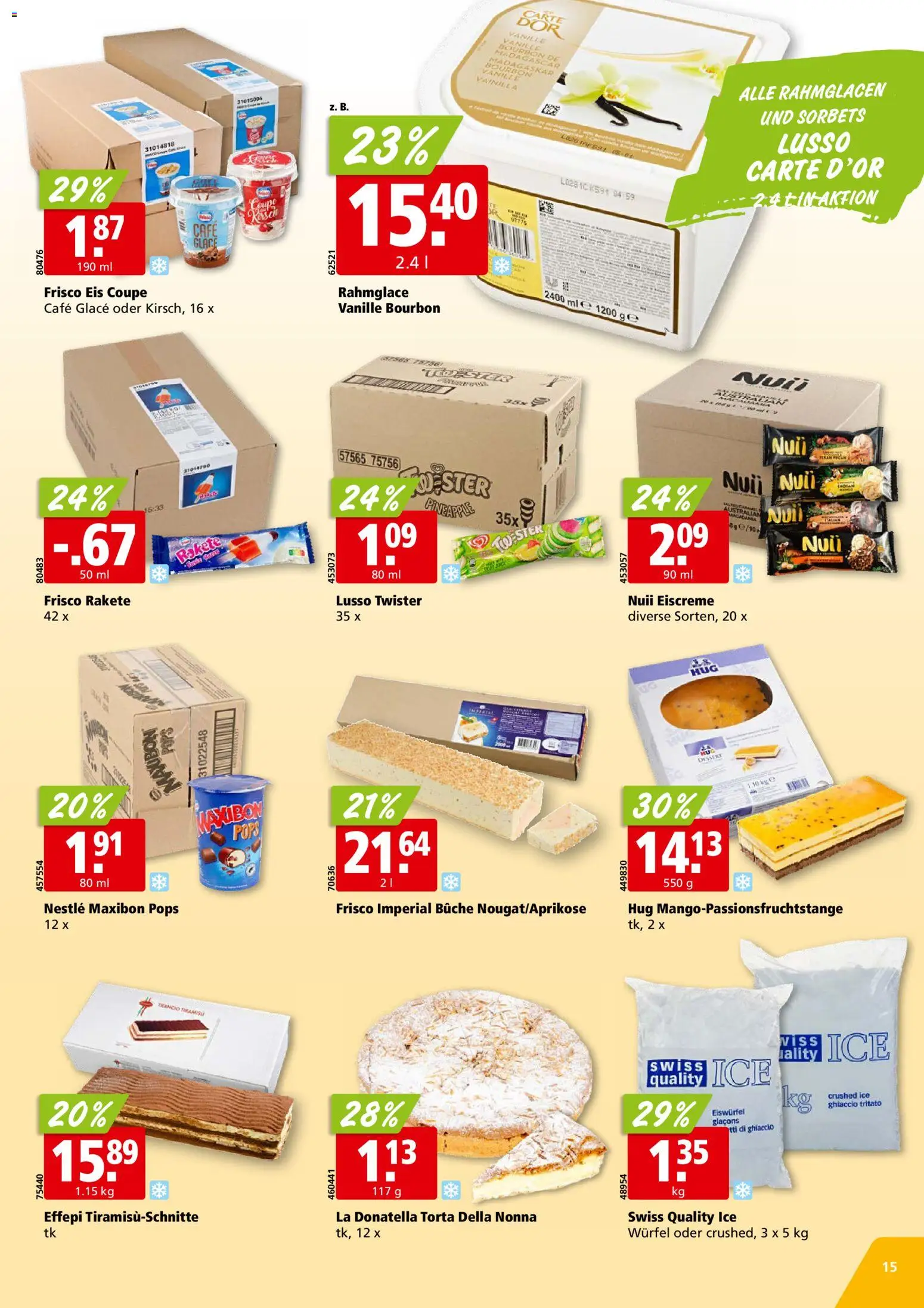 Aligro aktionen Chavannes, Matran, Genf, Sitten – gültig ab 10.08.2026 | Seite: 15 | Produkte: Glace, Bourbon, Eis