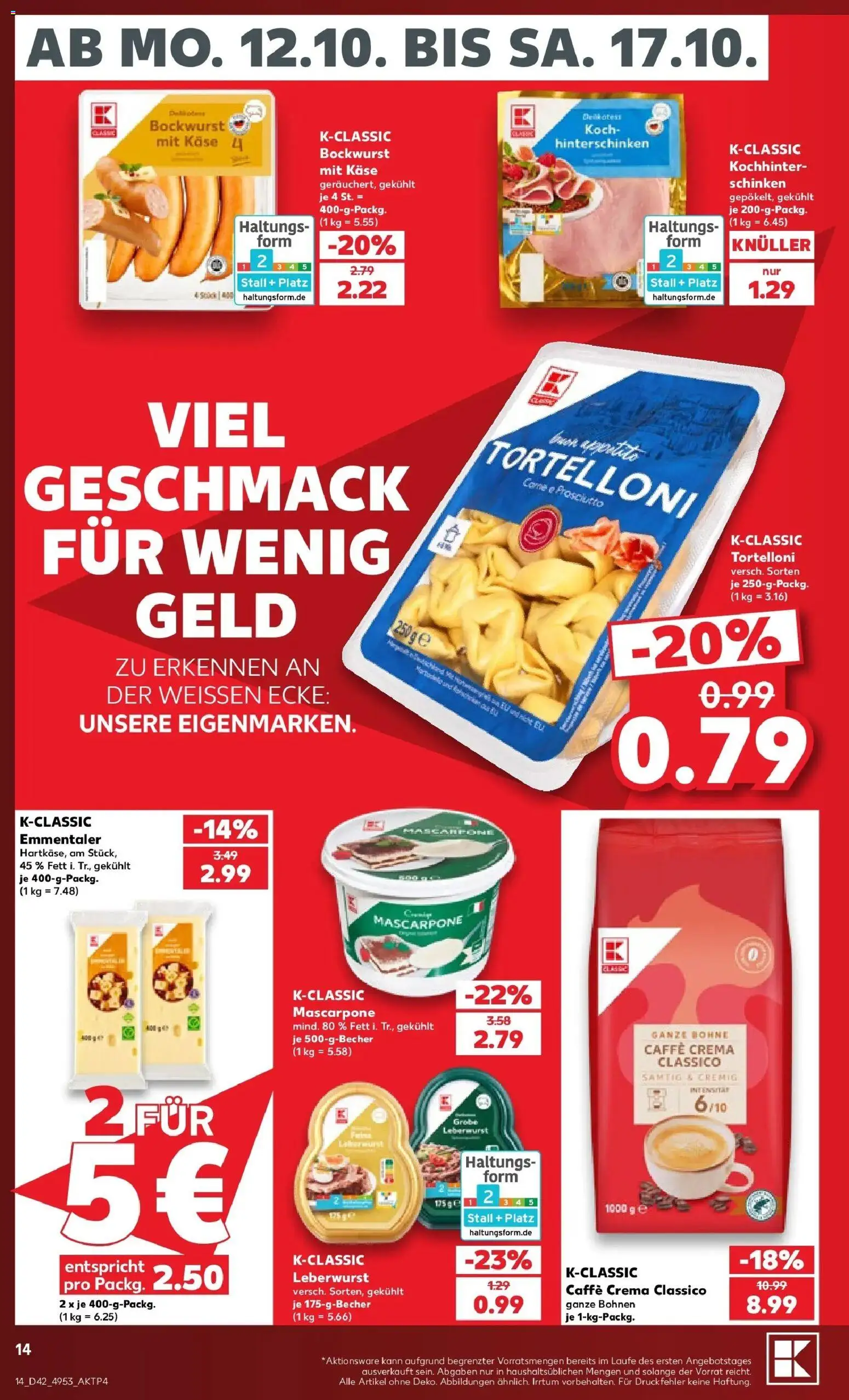 Prospekt Kaufland ab 12.10.2026 » Angebote Online zum Blättern | Seite: 18 | Produkte: Bockwurst, Käse, Mascarpone, Schinken