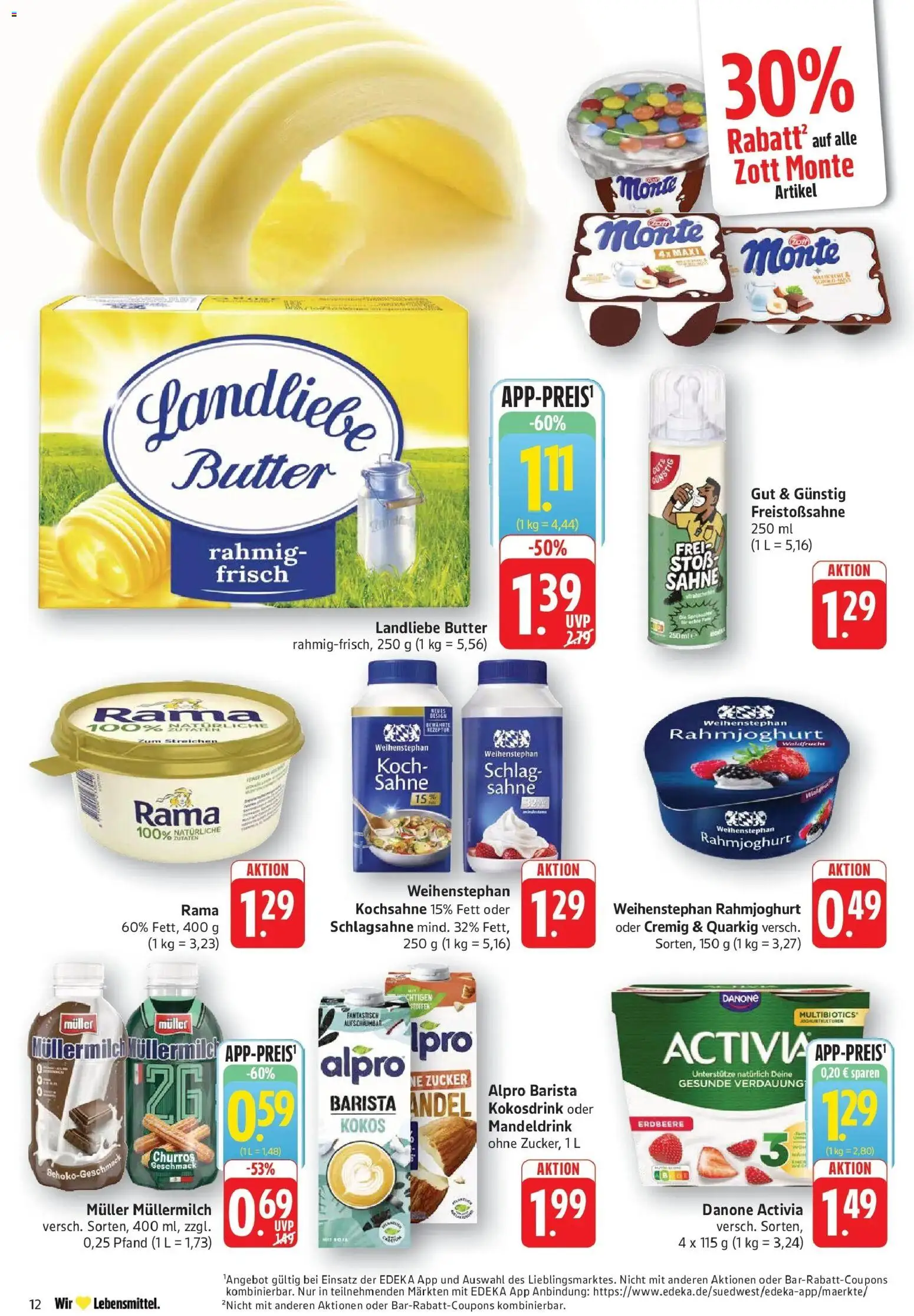 Edeka prospekt Geislingen – gültig ab 21.06.2026 | Seite: 12 | Produkte: Rama, Danone activia, Butter, Alpro