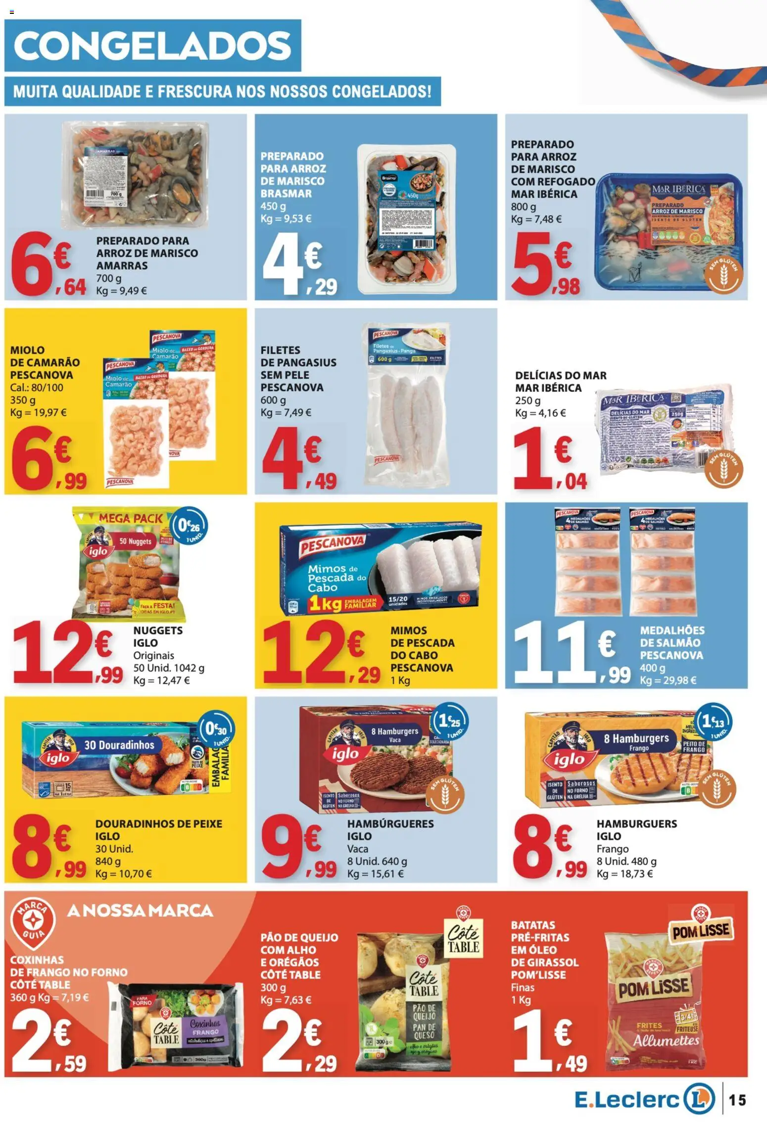 E.Leclerc folheto Semanal Aniversário 31 │ válido de 22/10/2026 | Página: 15 | Produtos: Salmão, Óleo, Pão, Nuggets