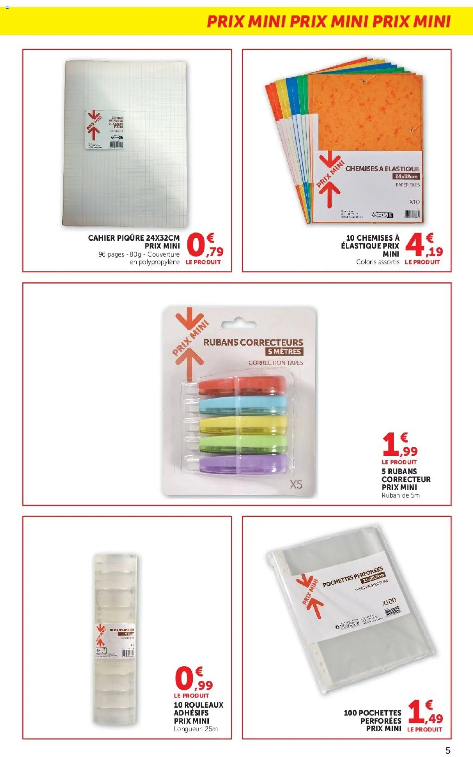 {H1} | Page: 5 | Produits: Correcteur, Cahier, Couverture