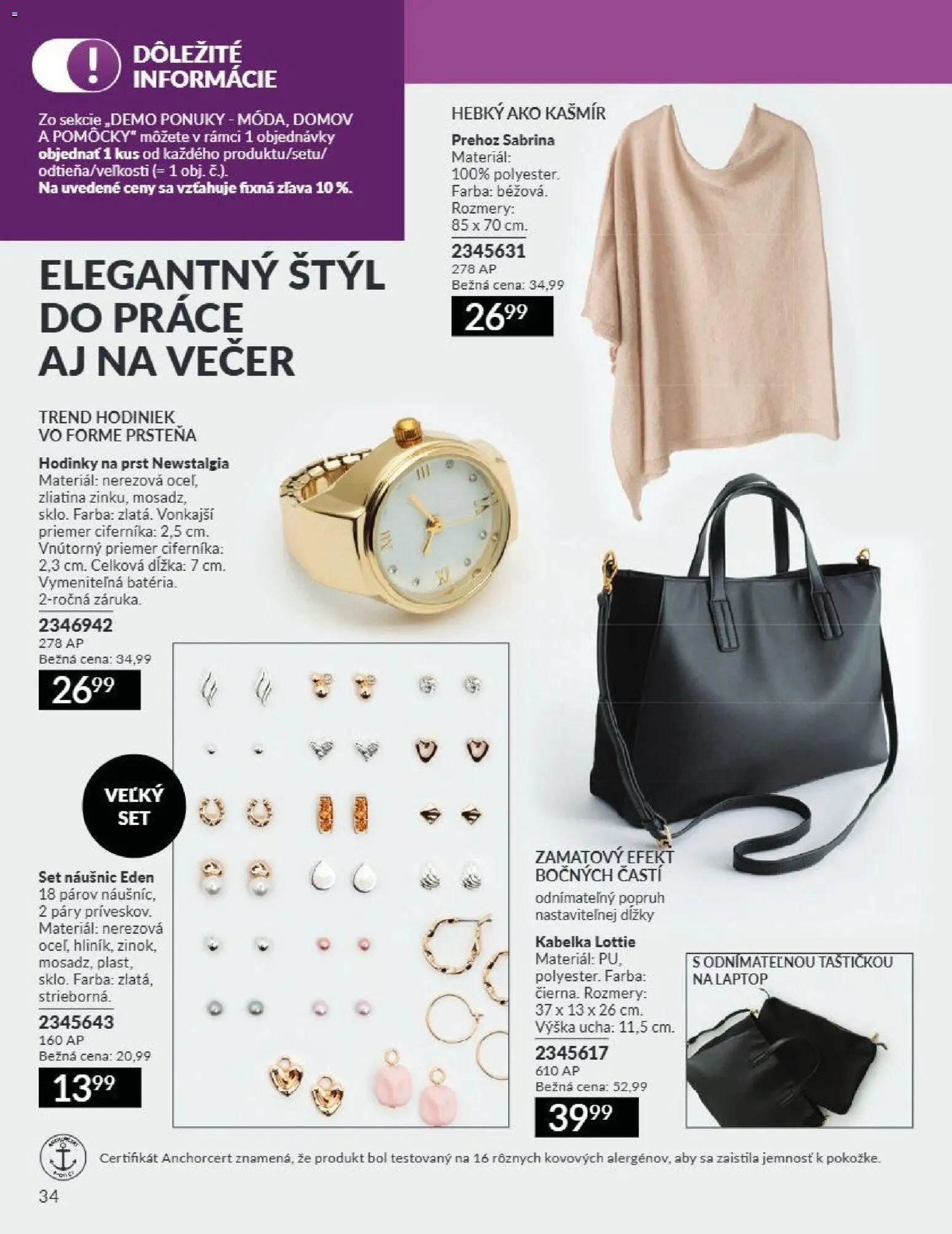 Nové Avon akcie – leták je platný od 01.08.2026 | Strana: 34 | Produkty: Hodinky, Kabelka
