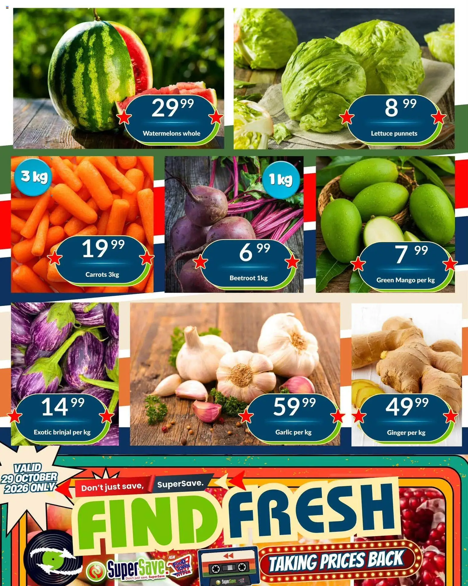 New Super Save catalogue – valid from 29/10/2026 | Page: 3 | Products: Carrots, Garlic, Lettuce, Watermelons