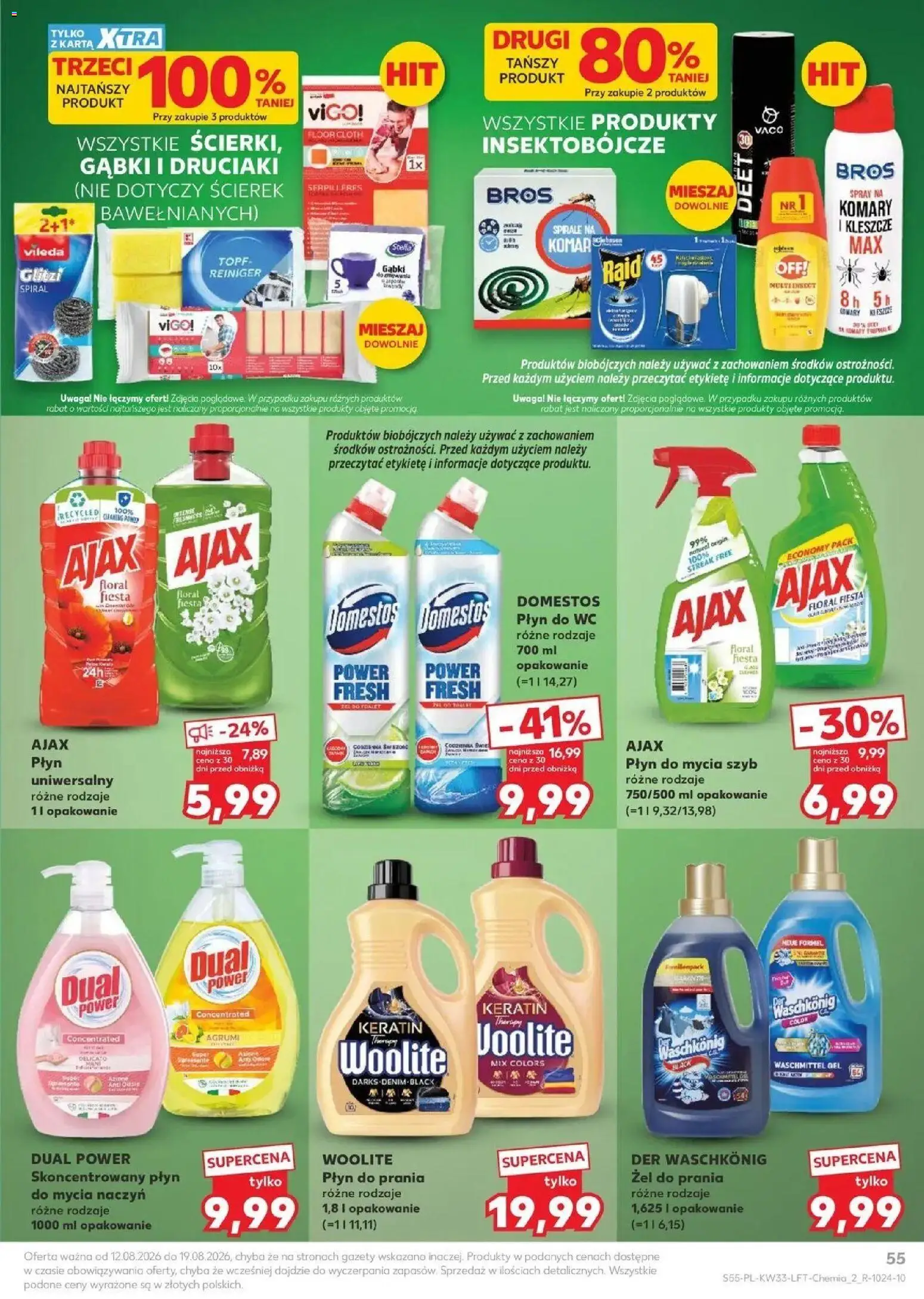 Kaufland - Kaufland Gazetka Tygodnia ważne do 19.08 od 12.08.2026 - od jutra PDF | Strona: 55 | Produkty: Płyn do mycia szyb, Gazety, Domestos, Płyn do WC Domestos