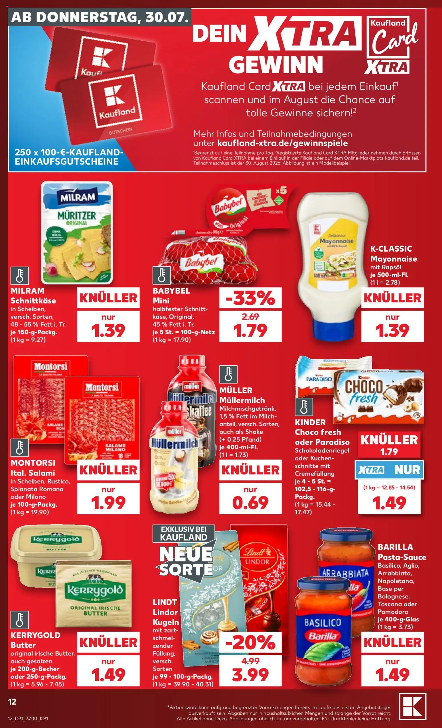 Kaufland Prospekt Rostock – gültig ab 30.07.2026 | Seite: 12 | Produkte: Butter, Mayonnaise, Müllermilch, Kuchen