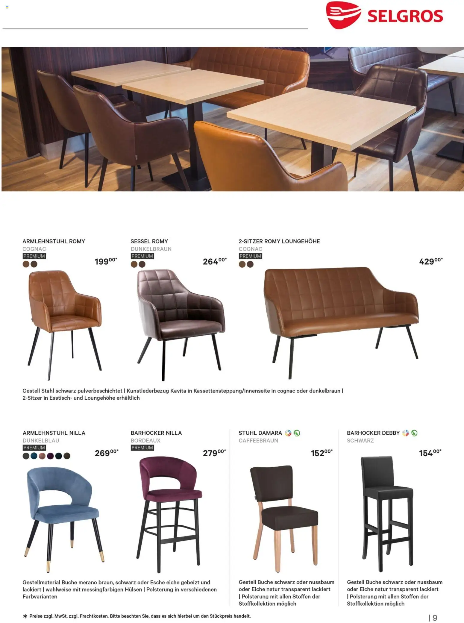Selgros Restaurantmöbel – gültig ab 01.03.2026 | Seite: 9 | Produkte: Esstisch, Barhocker, Sessel, Stuhl