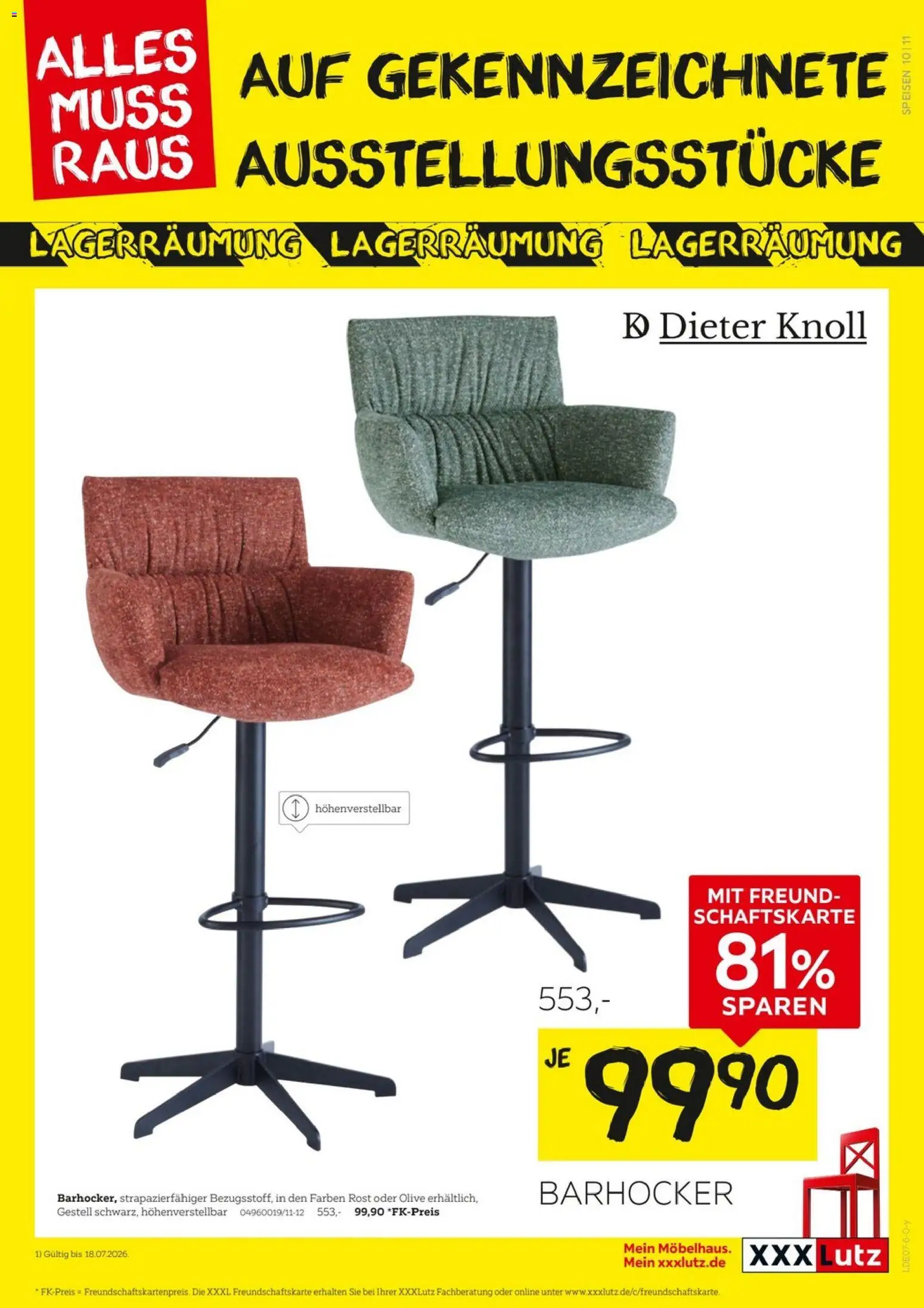 XXXLutz Größte Lagerräumung – gültig ab 04.07.2026 | Seite: 11 | Produkte: Barhocker